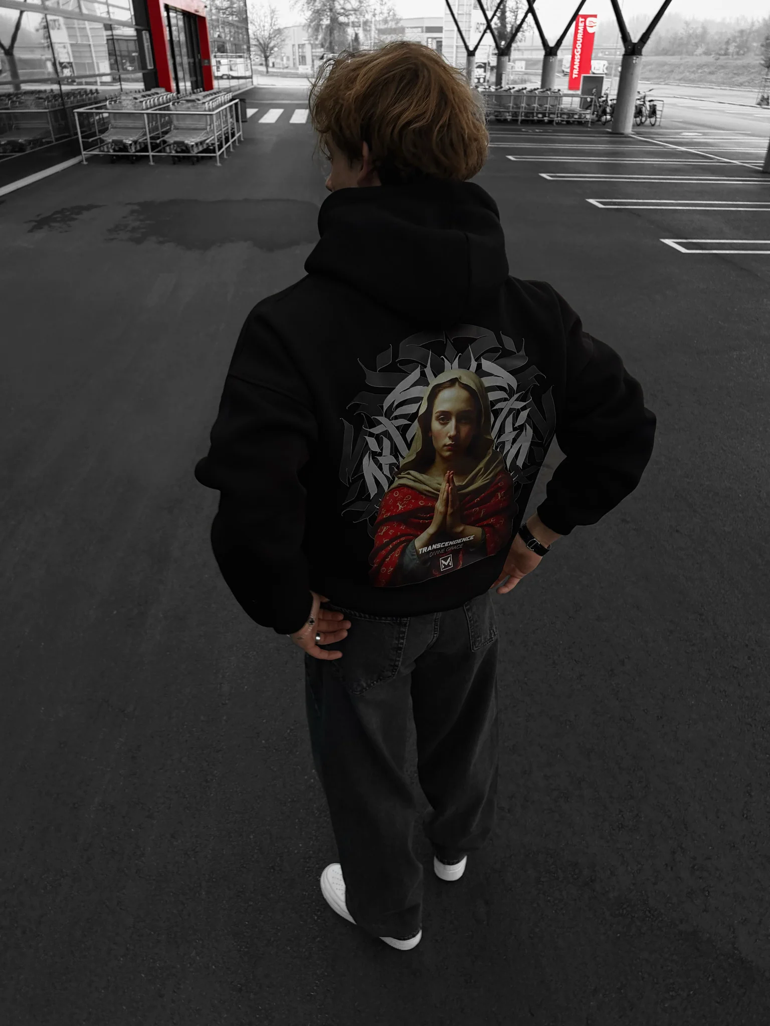 Oversize ‘Transcendence’ Hoodie - Black - Image 2
