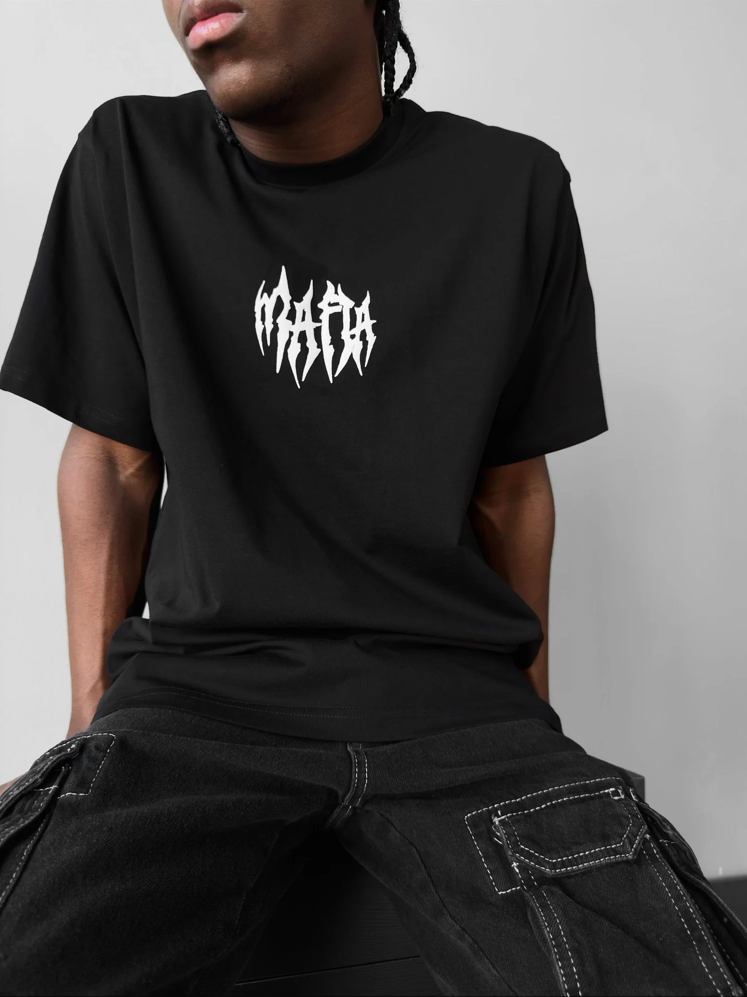 Oversize Tribal T-Shirt - Black - Image 6