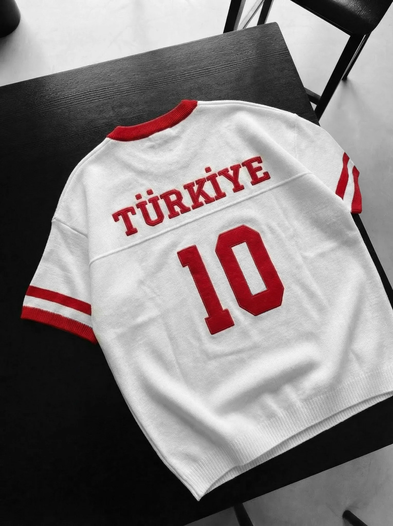 Oversize Türkiye Knit T-shirt - White - Image 2