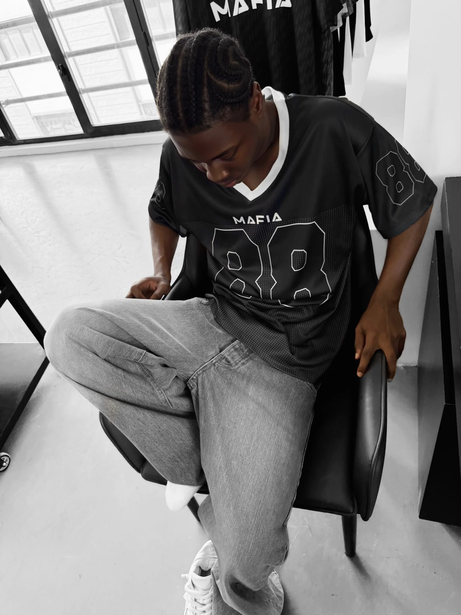 Oversize Varsity Mafia T-Shirt - Black - Image 2