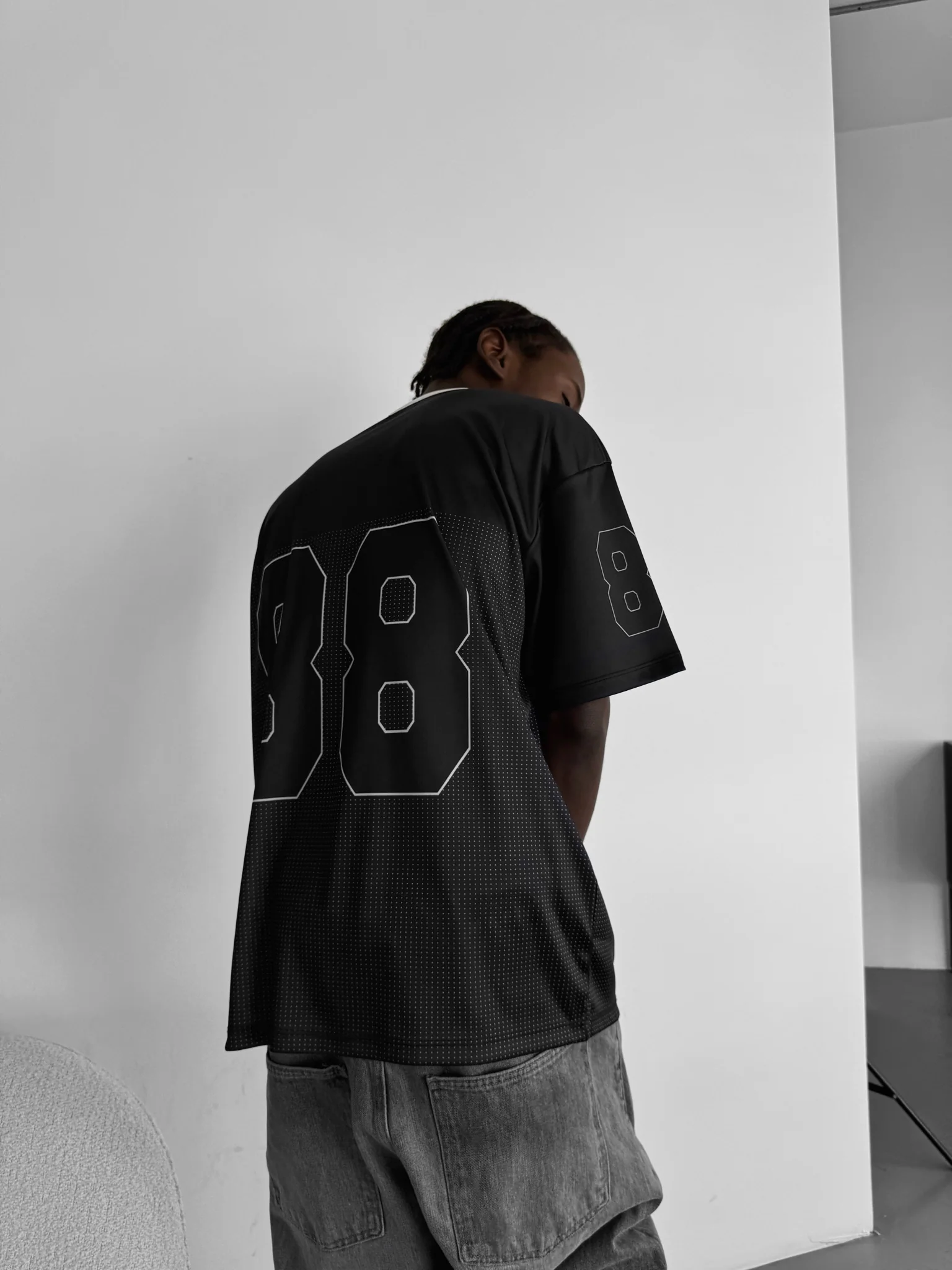 Oversize Varsity Mafia T-Shirt - Black - Image 4
