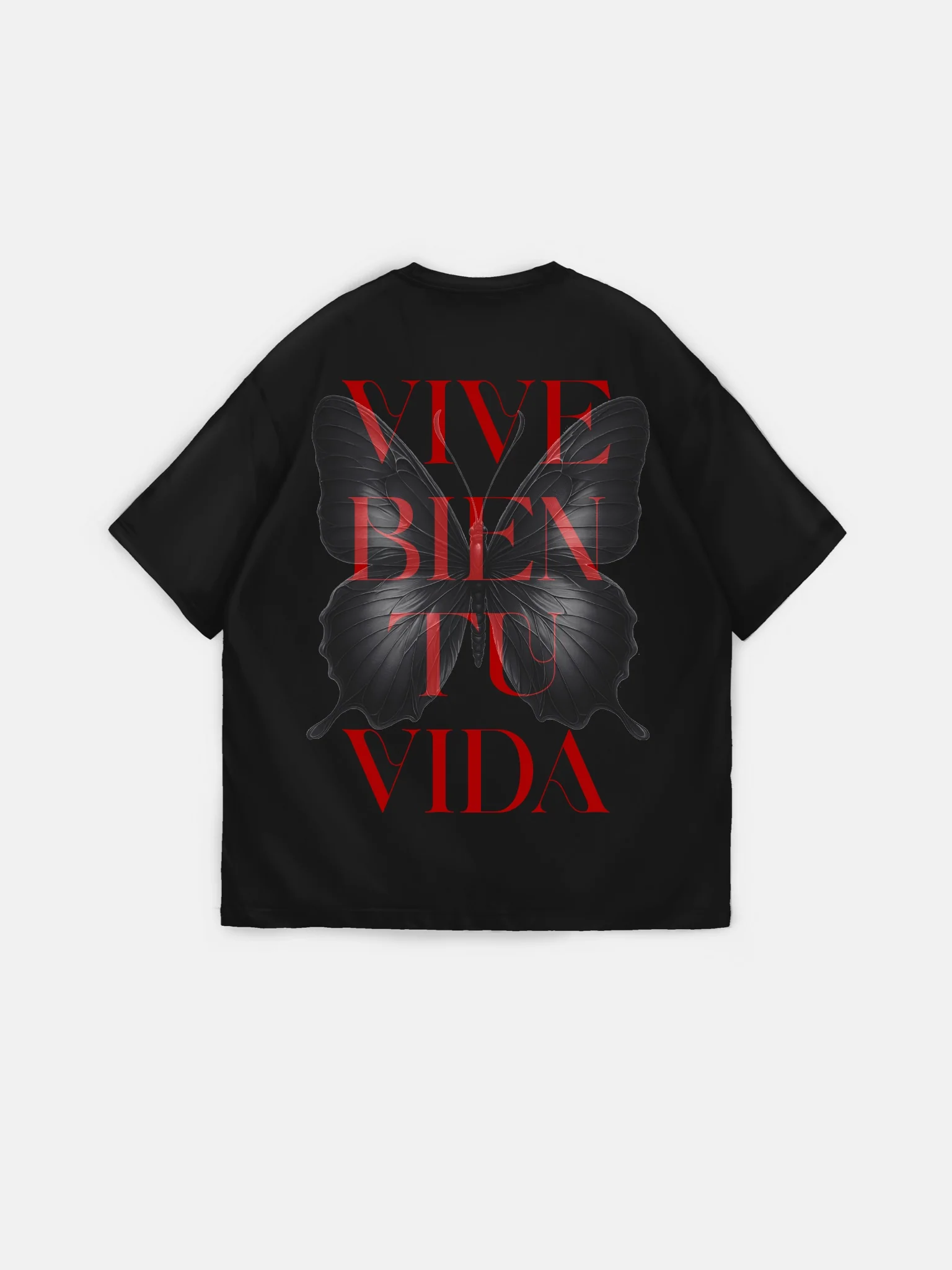Oversize "Vive Bien Tu Vida" T-Shirt - Black - Image 2
