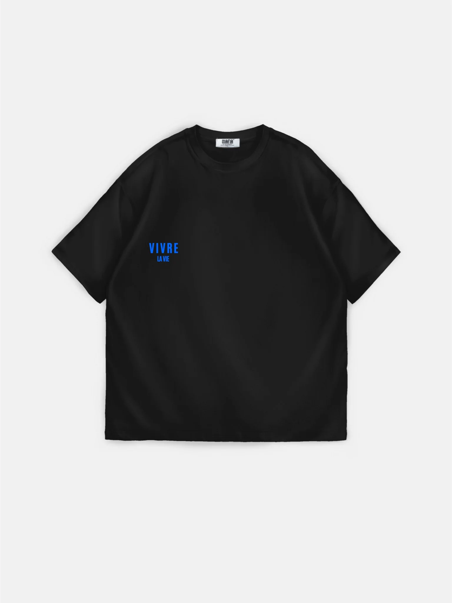Oversize Vivre la Vie T-shirt - Black and Blue - Image 6