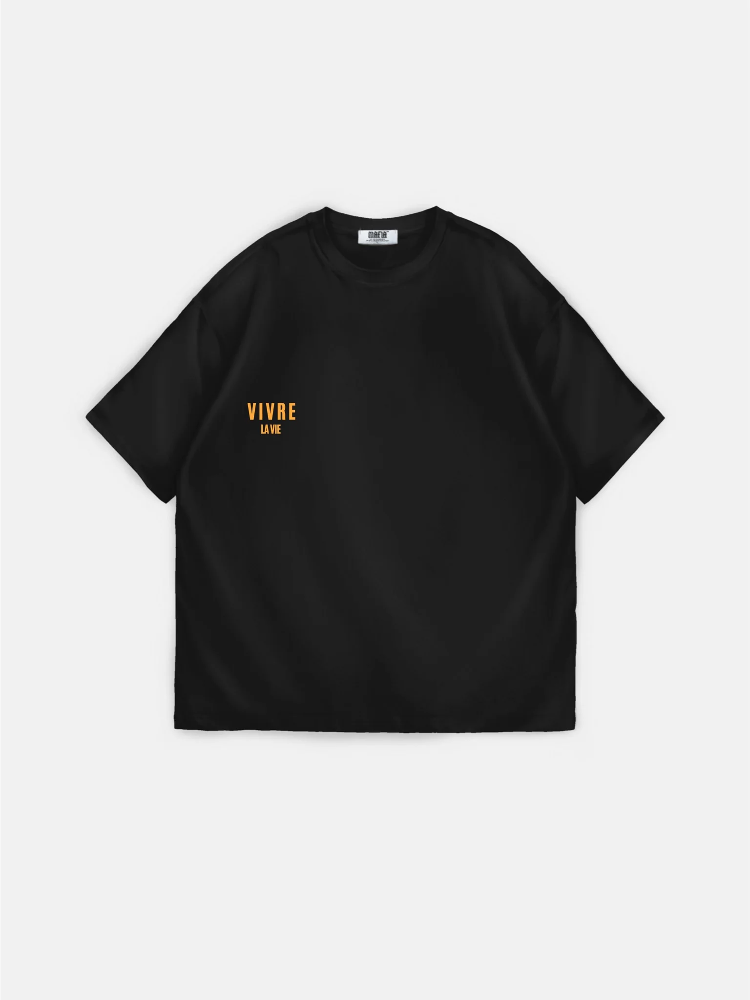 Oversize Vivre la Vie T-shirt - Black and Orange - Image 3