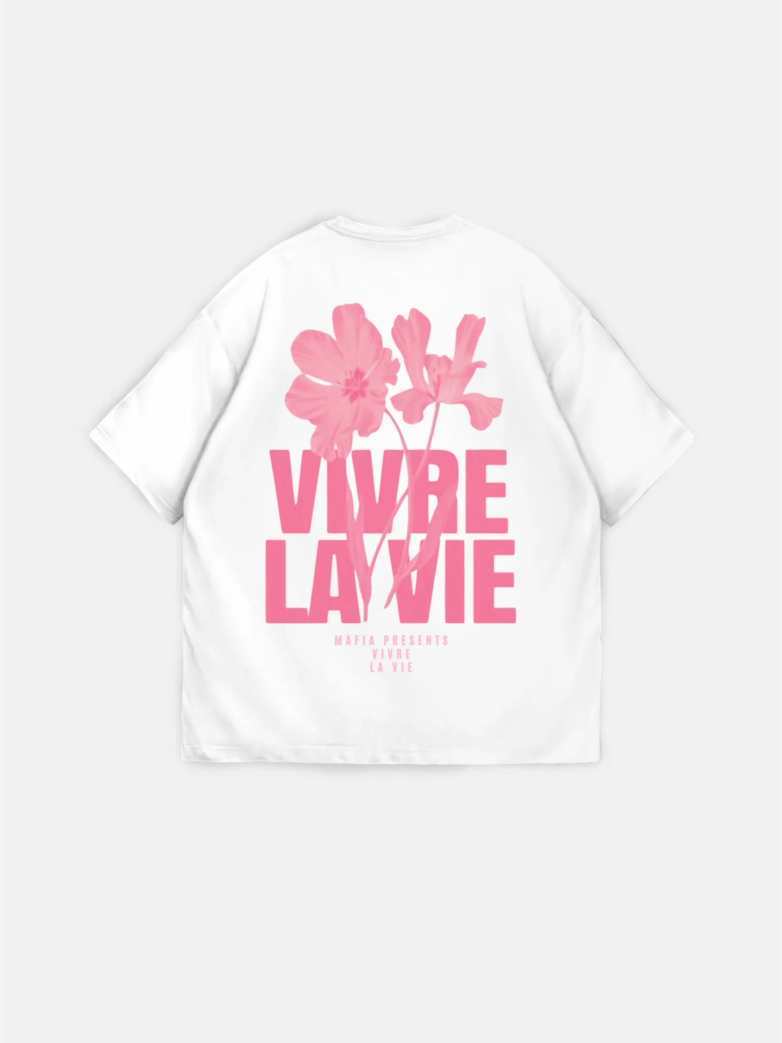 Oversize Vivre la Vie T-shirt - Ecru and Pouder - Image 5