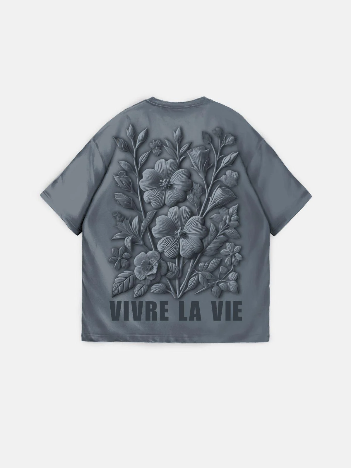 Oversize 'Vivre la Vie' T-Shirt - Stormy Weather