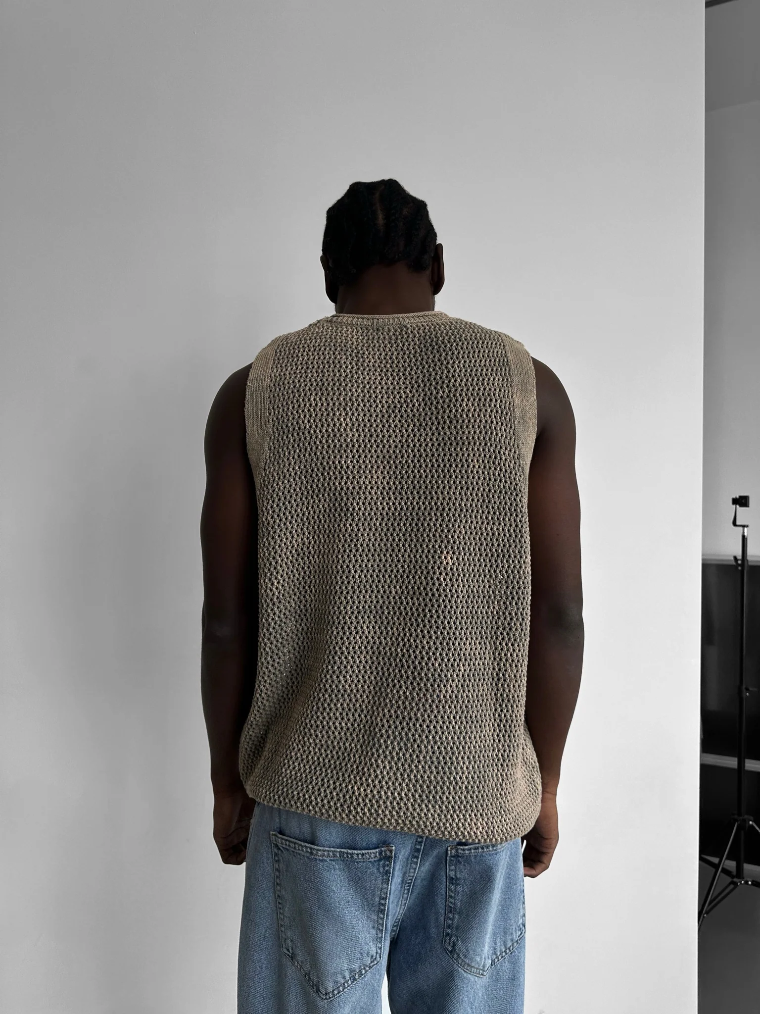 Oversize Washed Knit Tanktop - Stone - Image 3