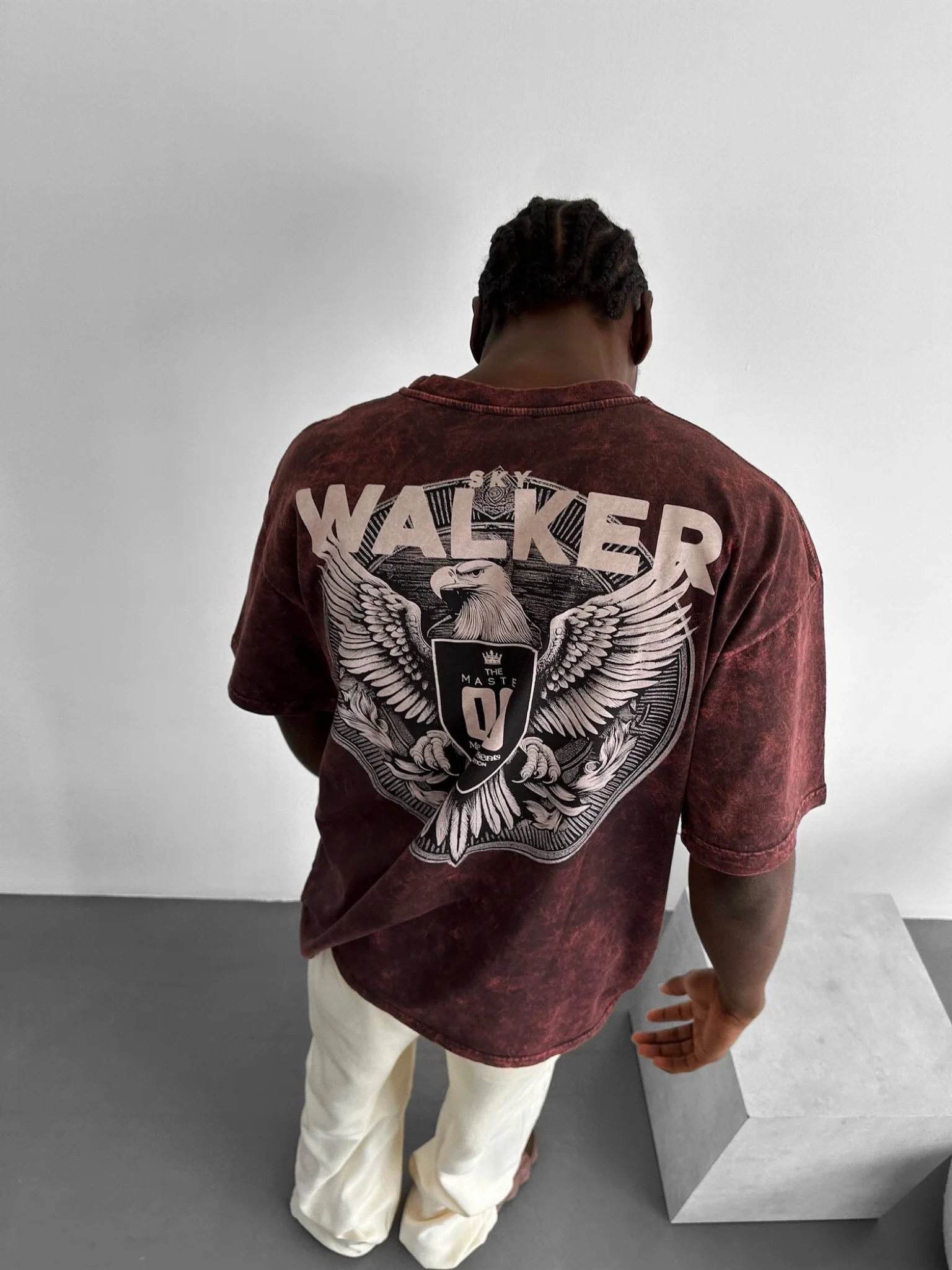 Oversize Washed 'Sky Walker' T-Shirt - Bordeaux - Image 2