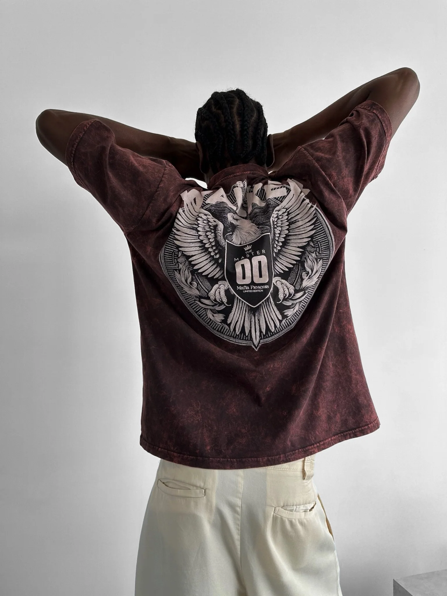 Oversize Washed 'Sky Walker' T-Shirt - Bordeaux - Image 4