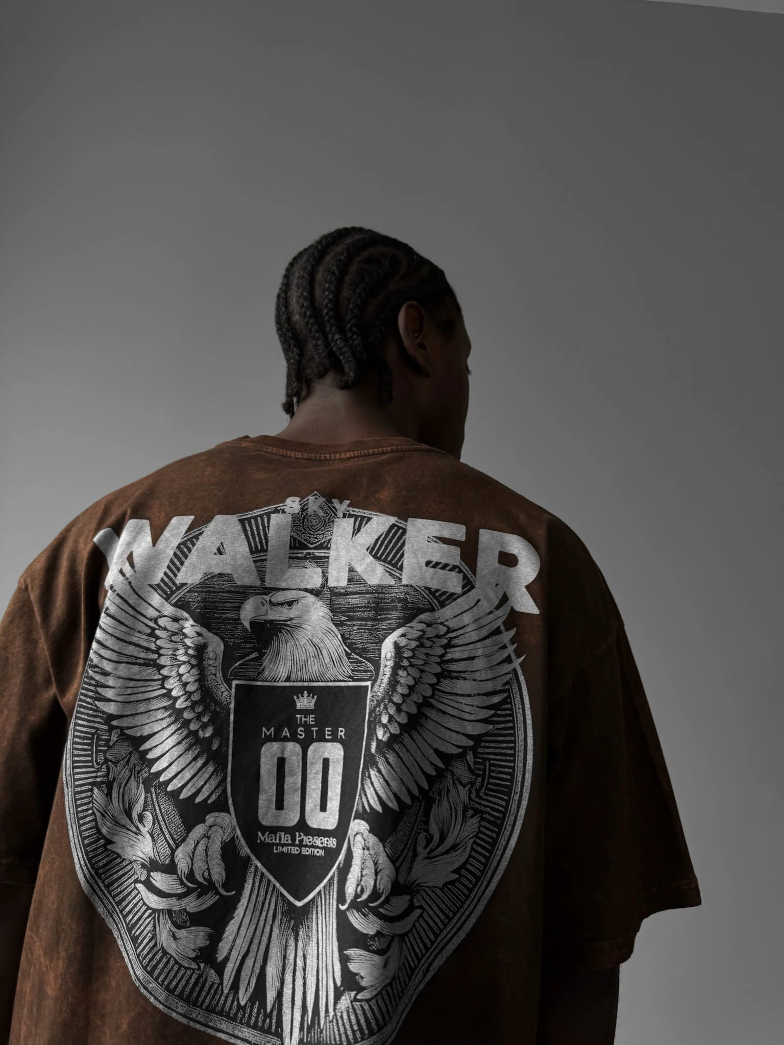 Oversize Washed 'Sky Walker' T-Shirt - Brown