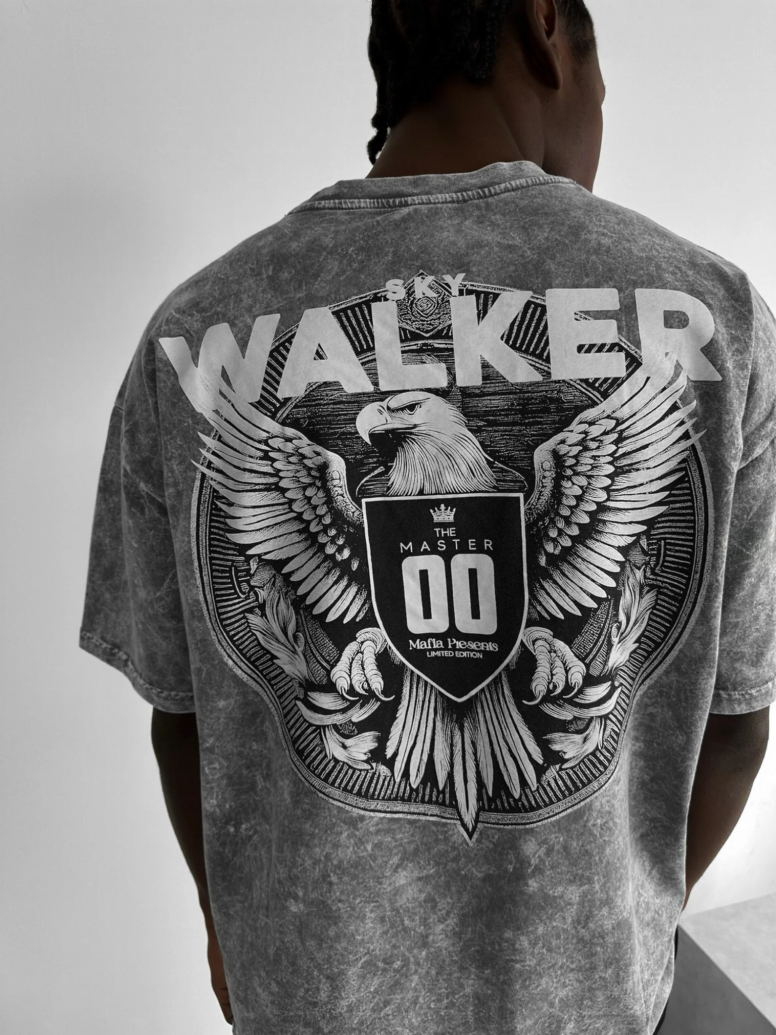 Oversize Washed 'Sky Walker' T-Shirt - Grey