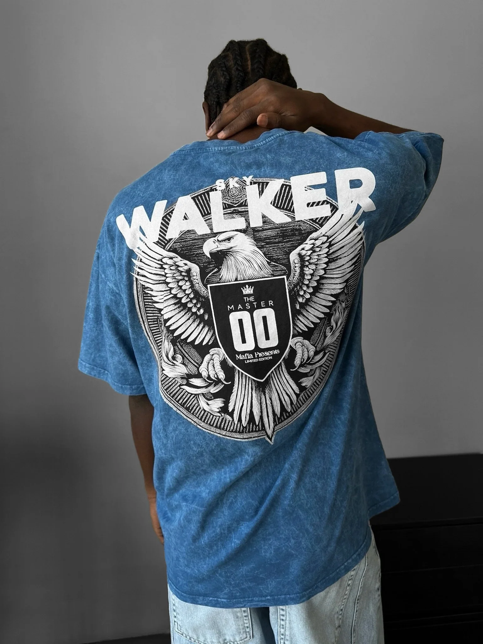 Oversize Washed 'Sky Walker' T-Shirt - Indigo