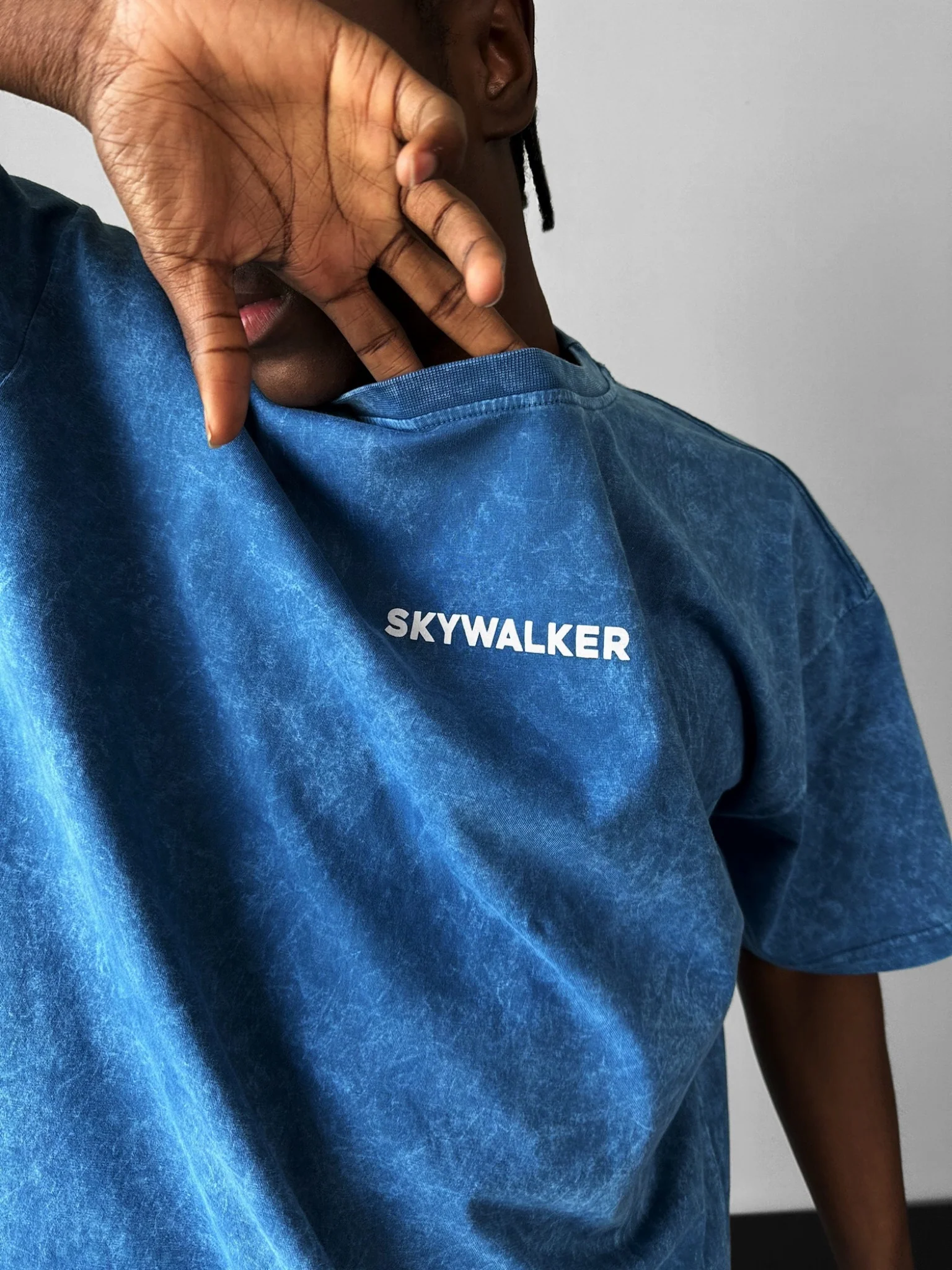 Oversize Washed 'Sky Walker' T-Shirt - Indigo - Image 4