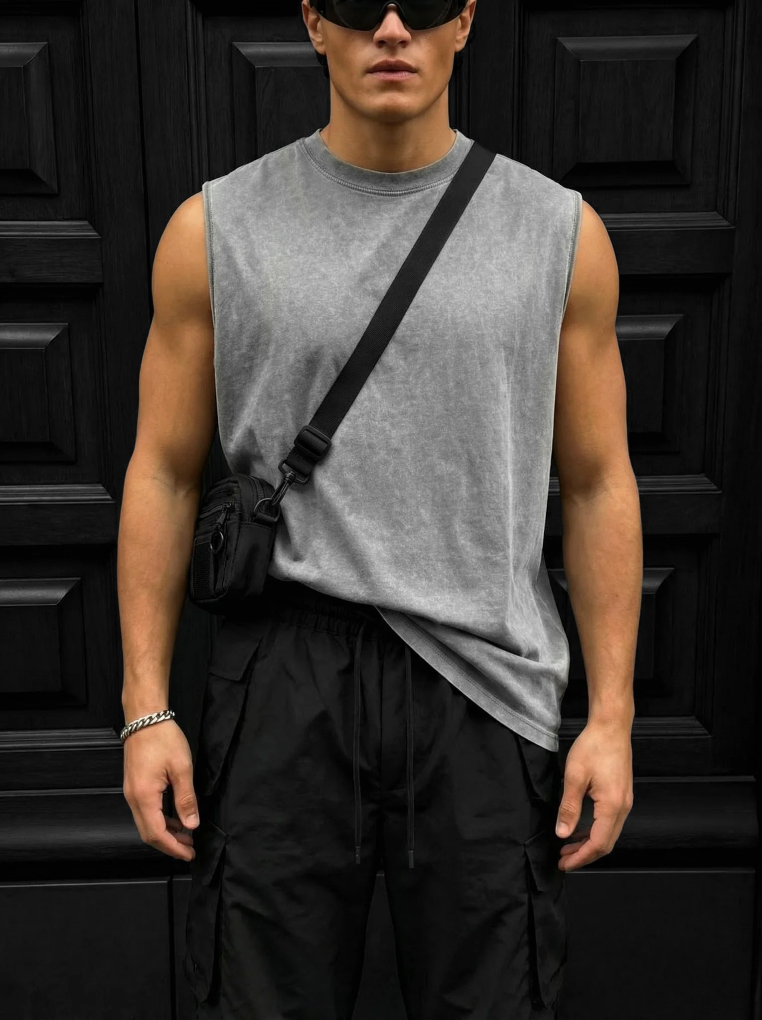 Oversize Washed TankTop - Grey - Image 4