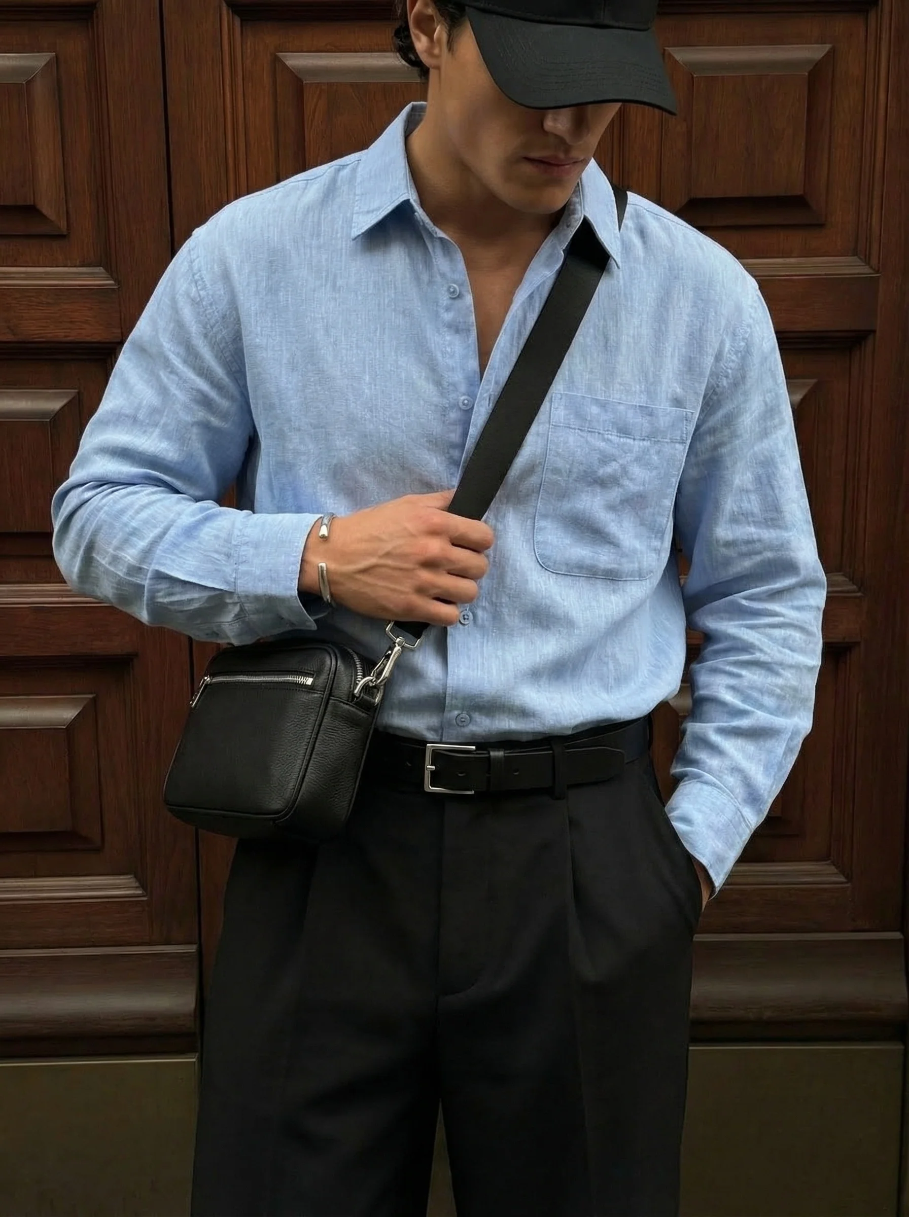 Regular Fit Cotton Pocket Shirt - Blue
