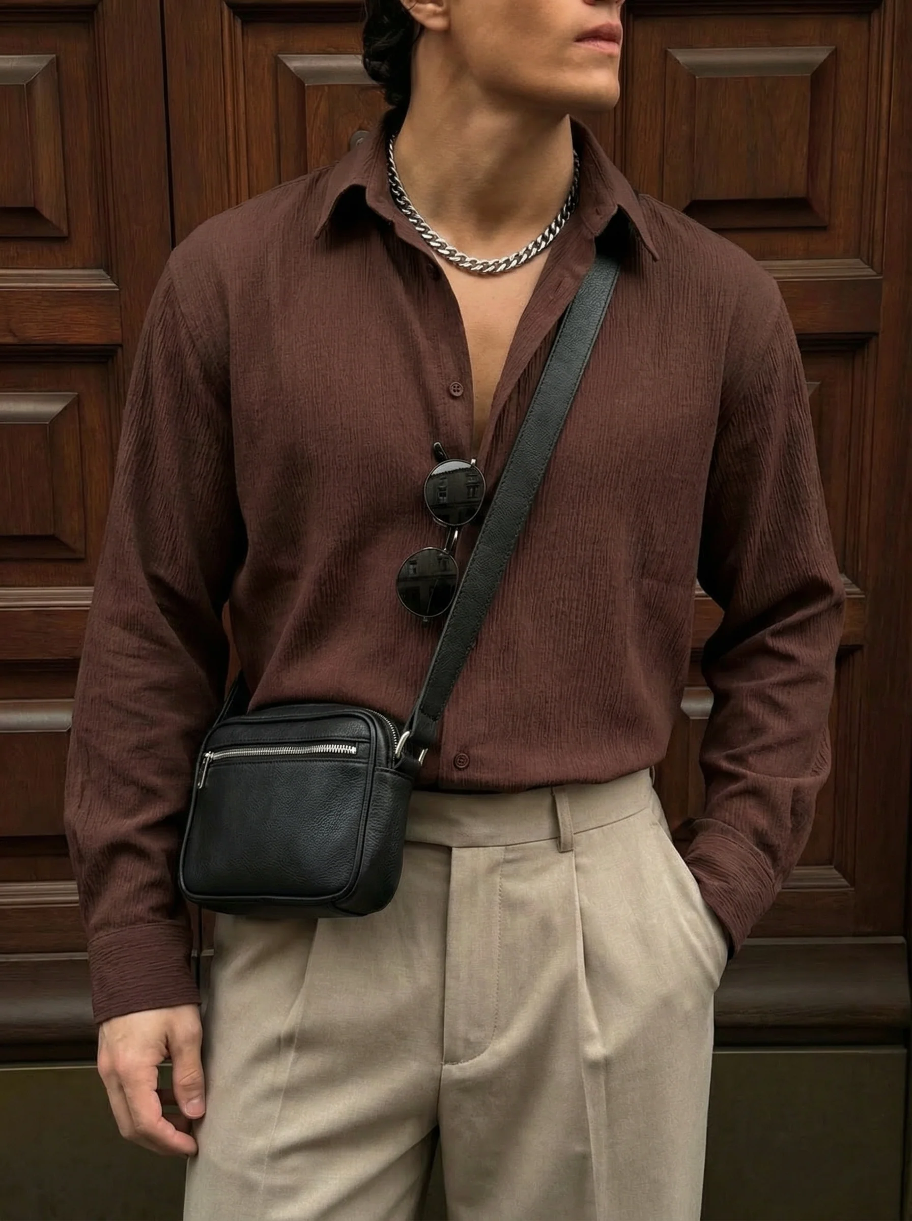 Regular Fit Cotton Shirt - Brown