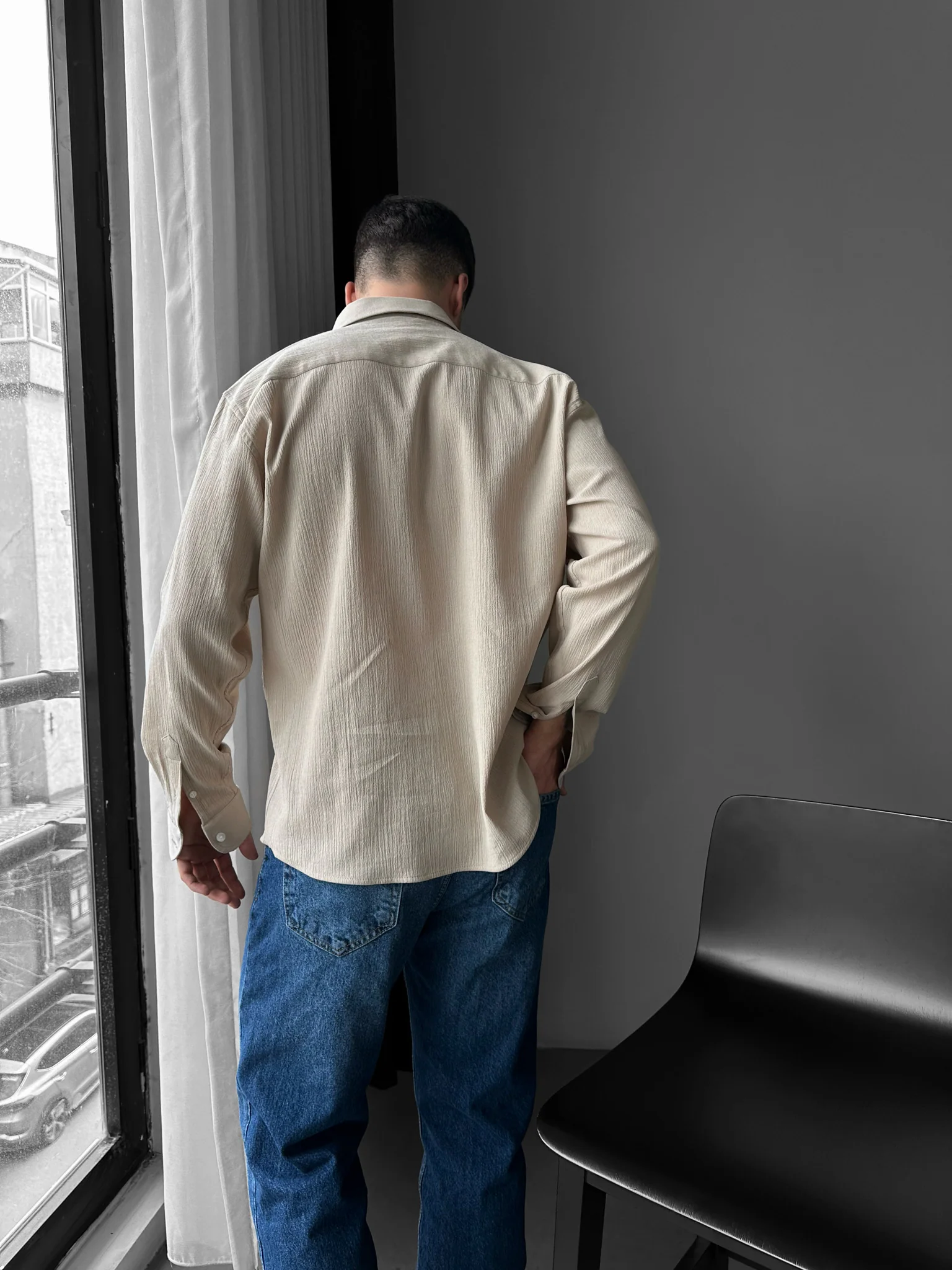 Regular Fit Cotton Shirt - Milky Brown - Image 3