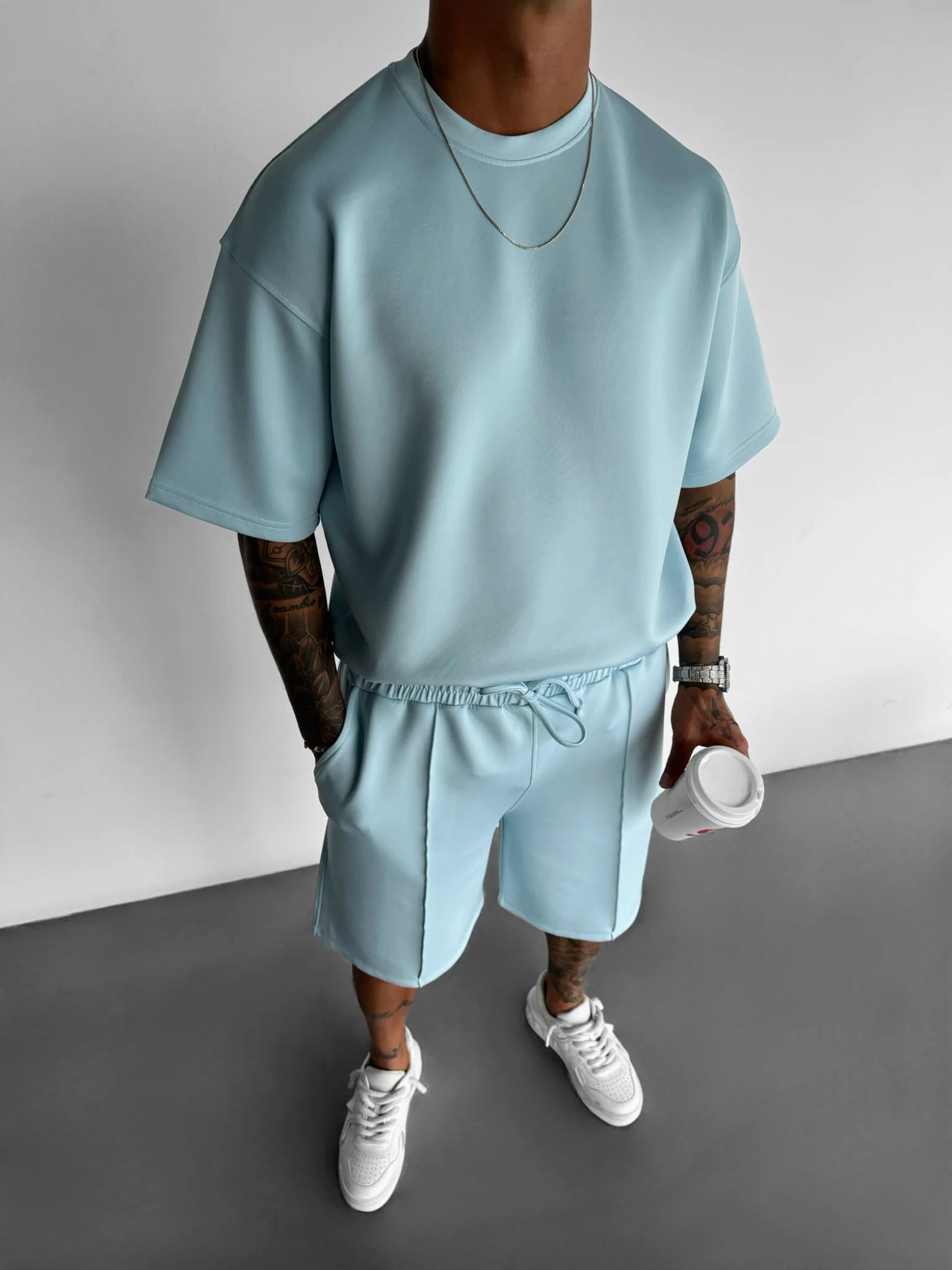 Regular Fit Diver T-shirt - Babyblue - Image 6