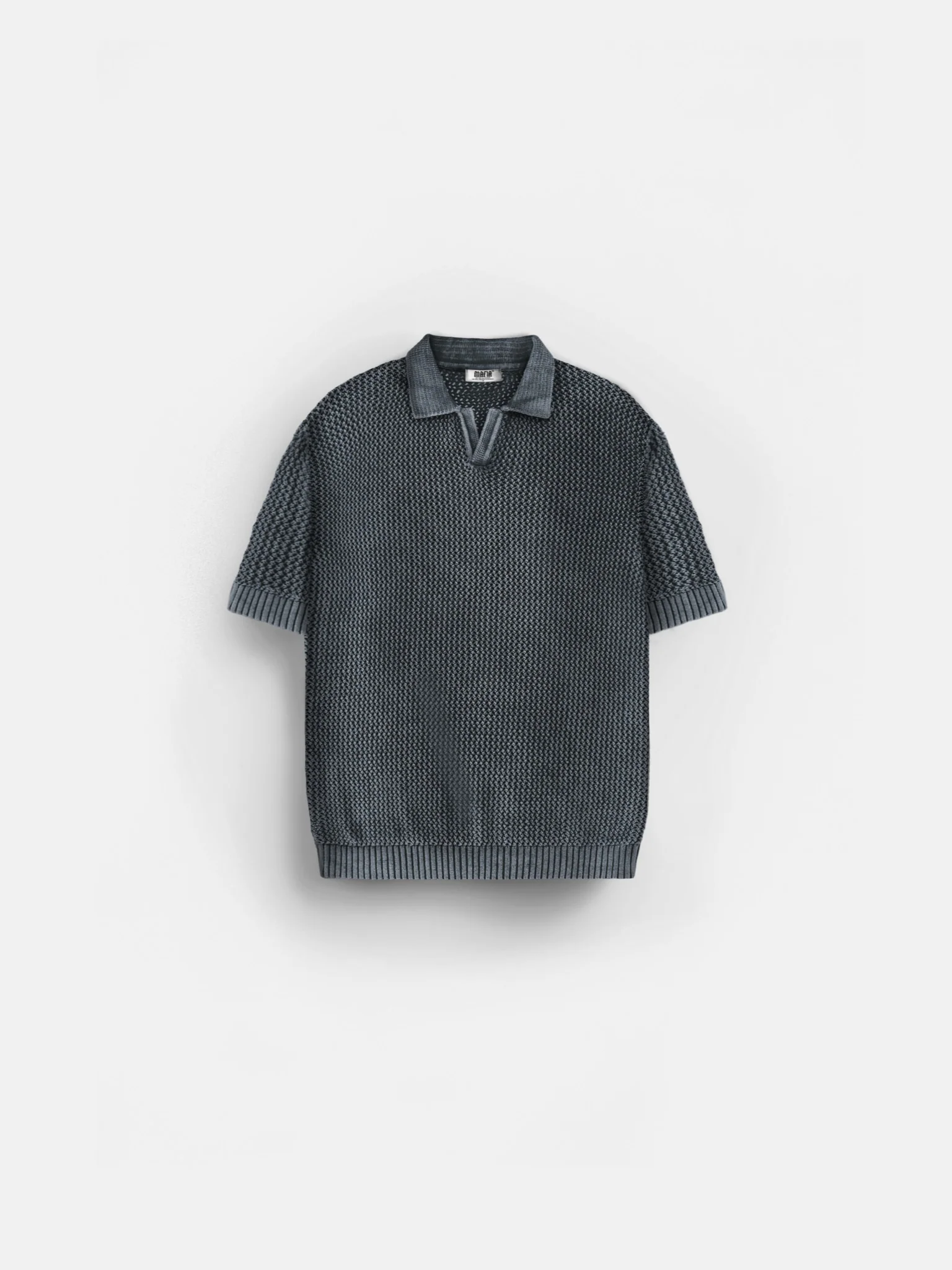 Regular Fit Knit Grid T-shirt - Stormy Weather - Image 7