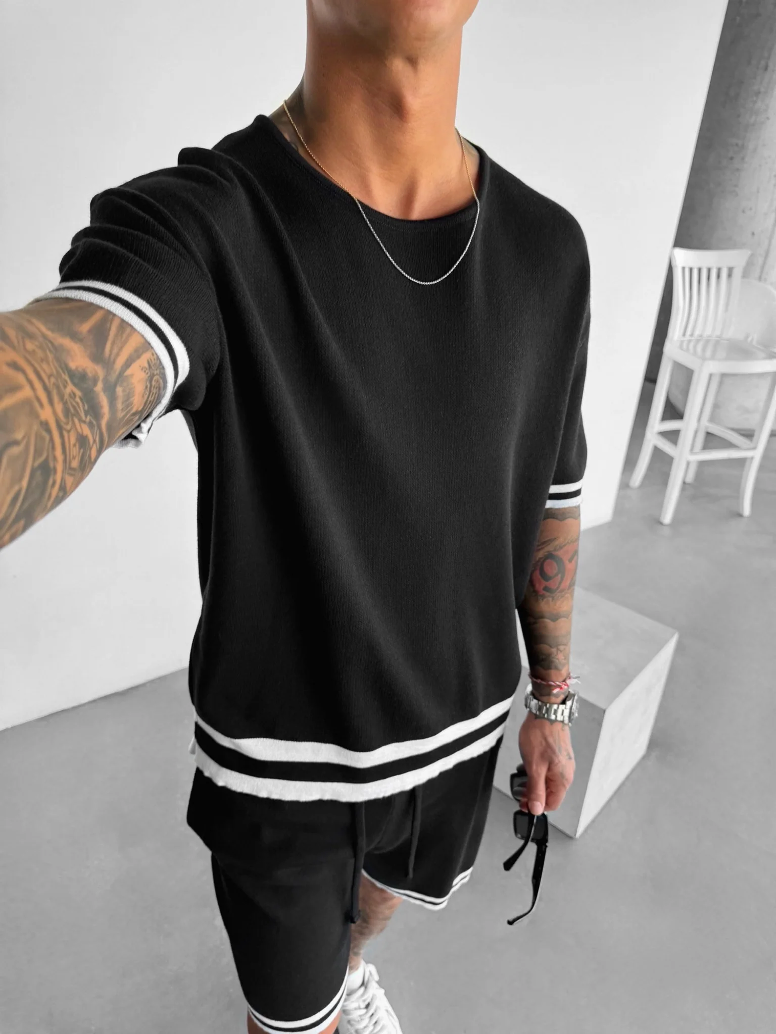 Regular Fit Knit T-shirt - Black - Image 3