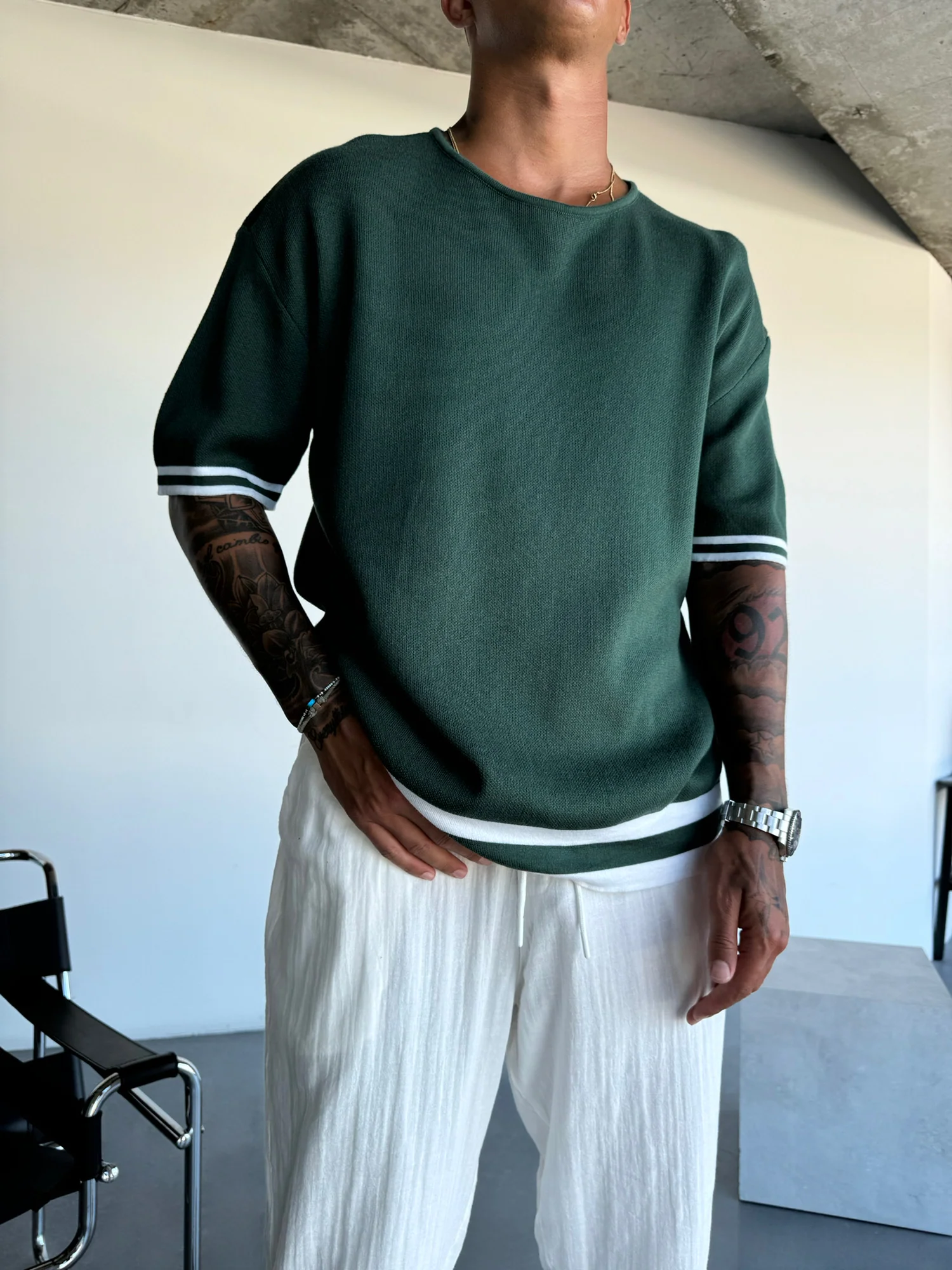 Regular Fit Knit T-shirt - Dark Forest - Image 2
