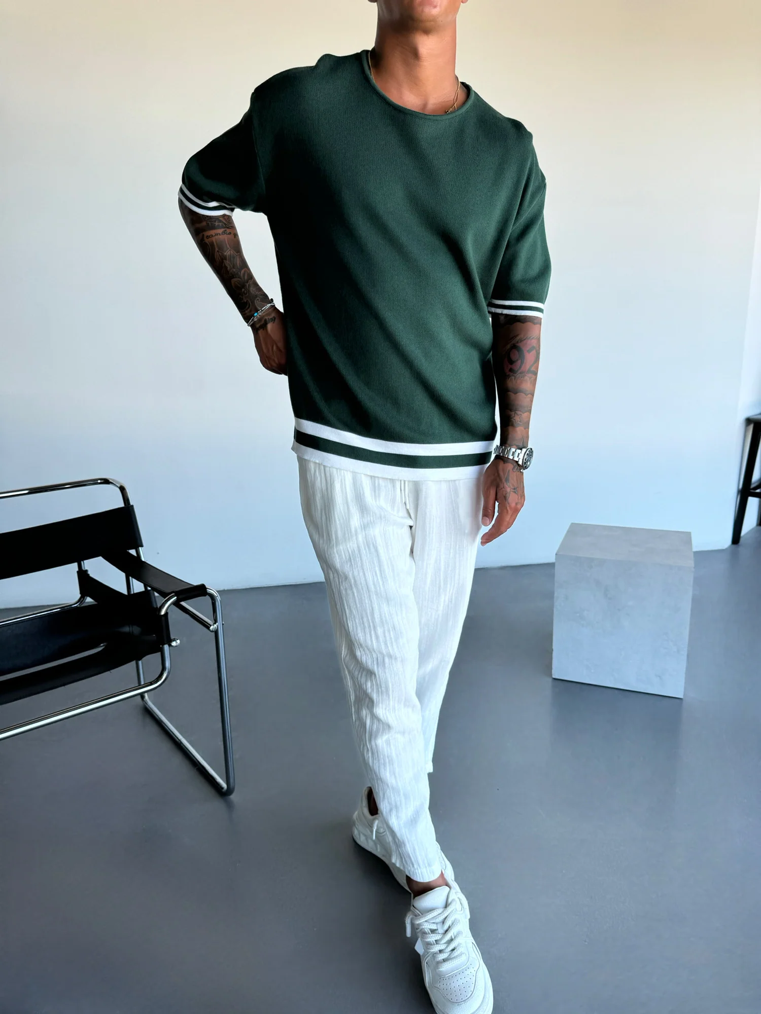 Regular Fit Knit T-shirt - Dark Forest - Image 3