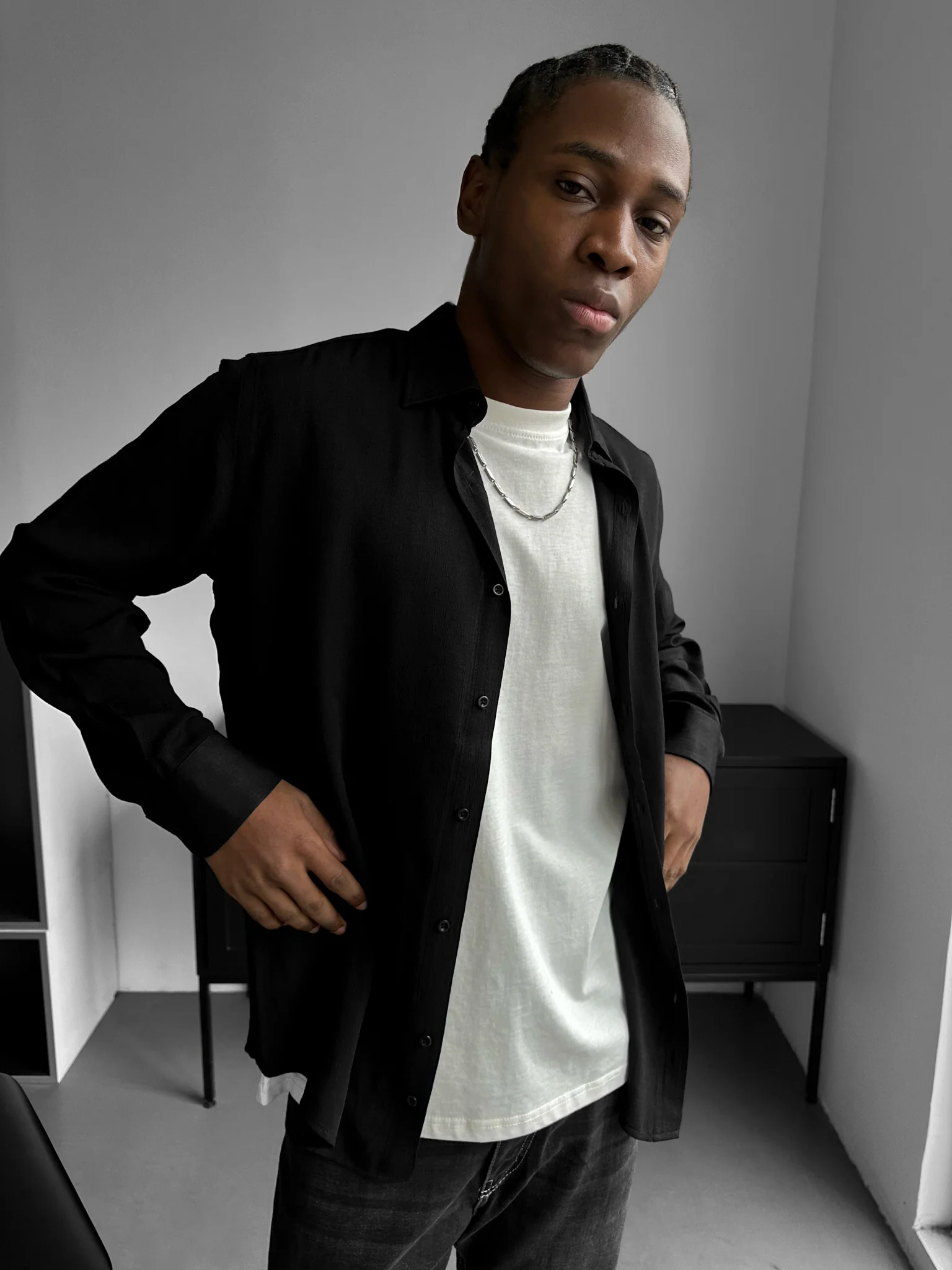 Regular Fit Long Arm Shirt - Black - Image 2