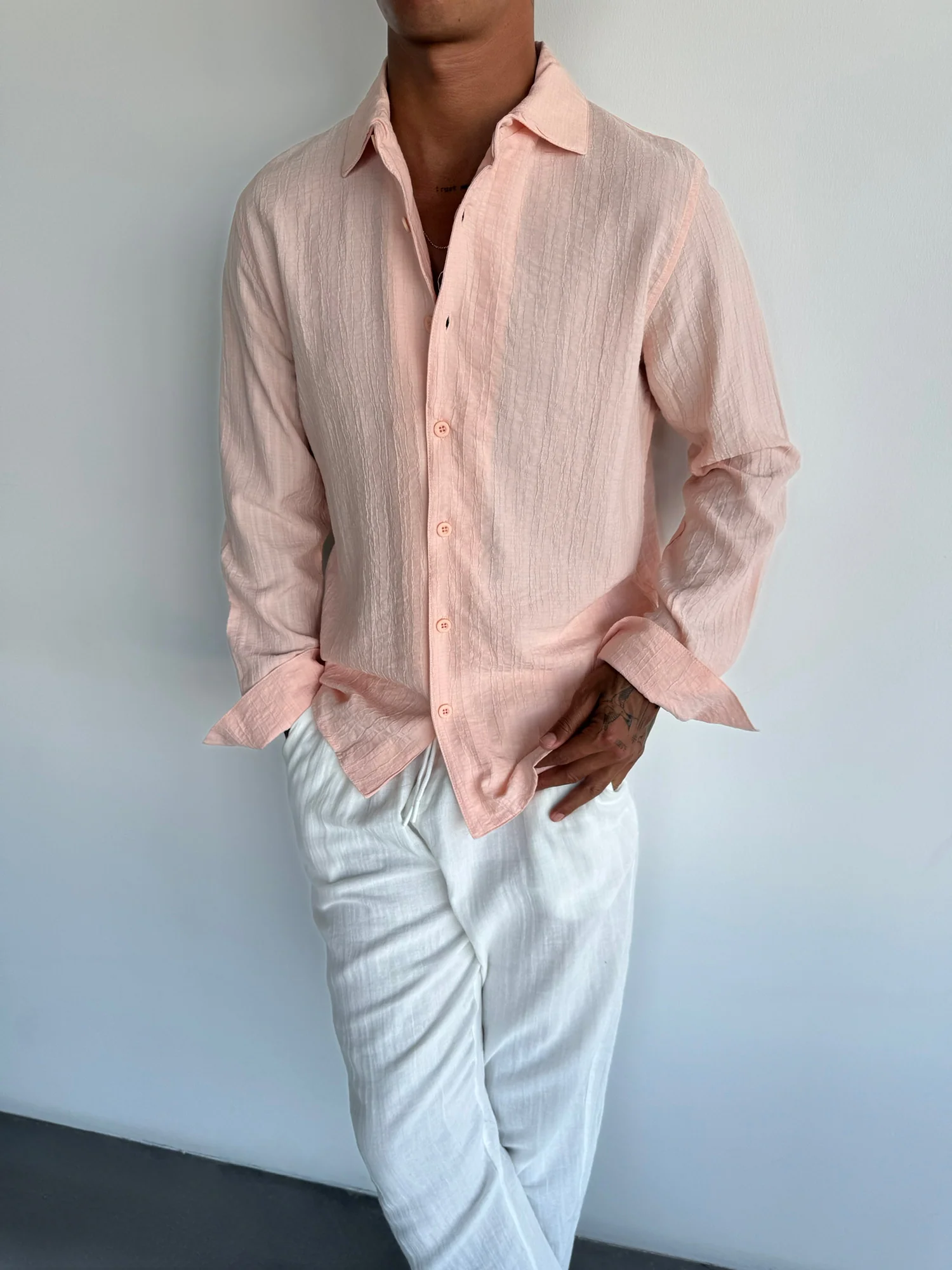 Regular Fit Pleated Shirt - Pouder - Image 2