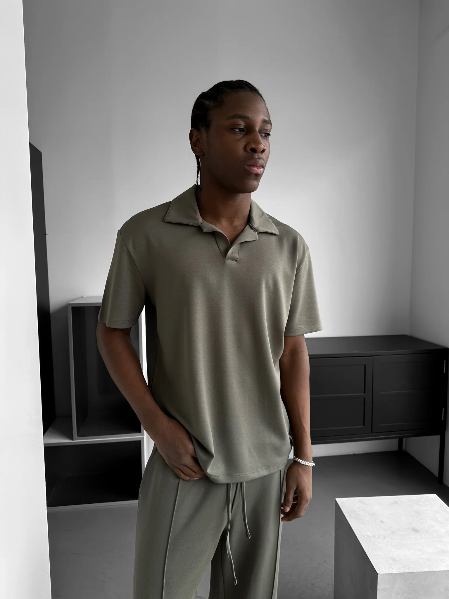 Loose Fit Polo T-shirt - Khaki