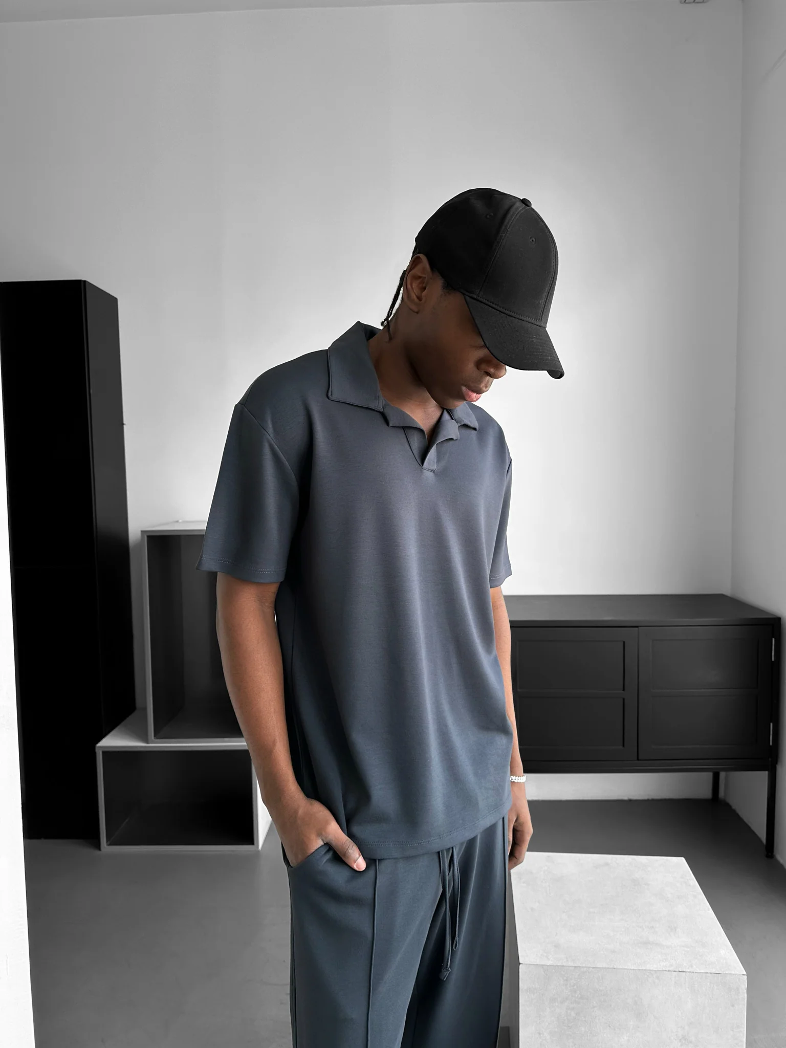 Loose Fit Polo T-shirt - Stormy Weather - Image 2