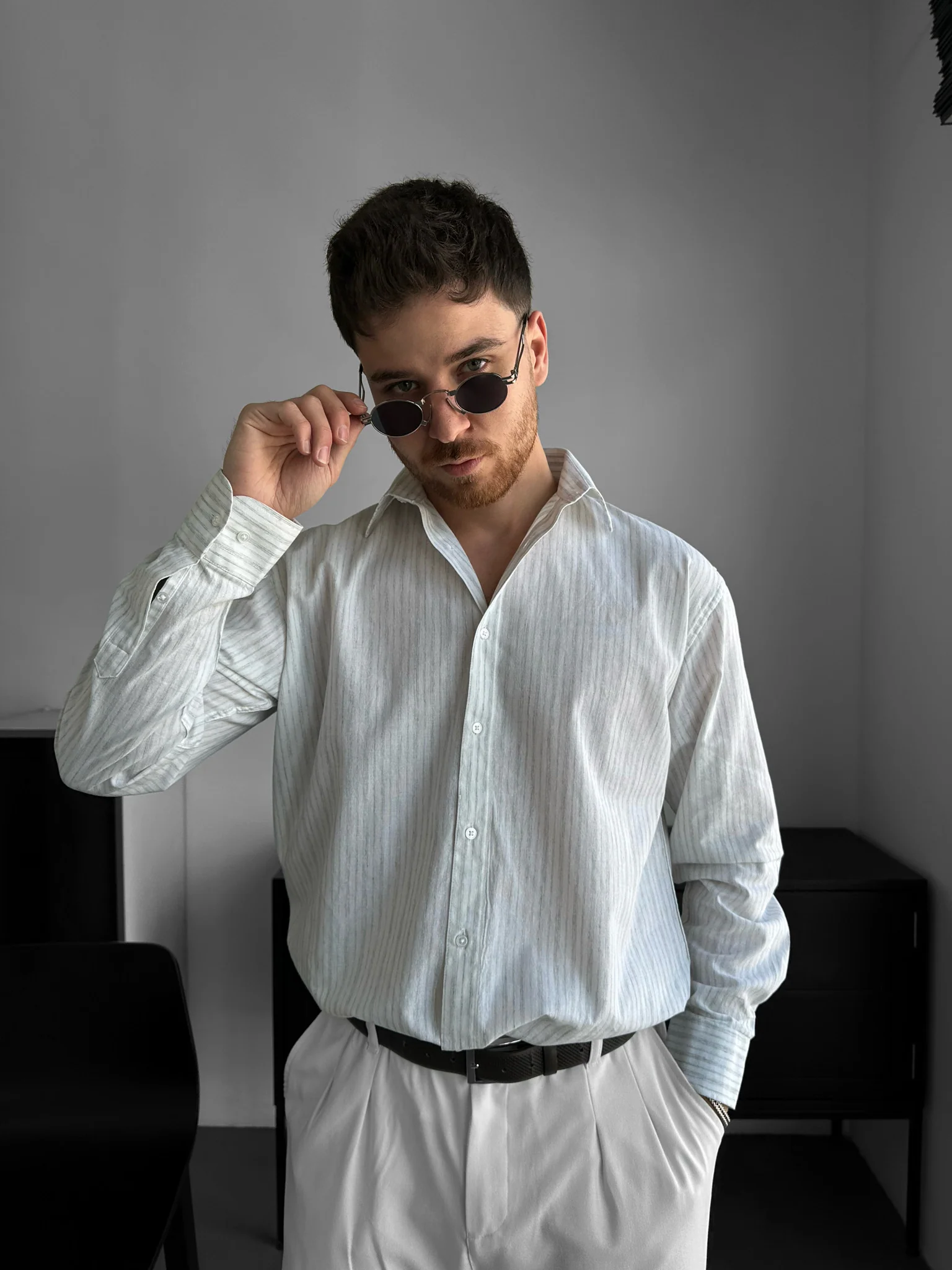 Regular Fit Striped Shirt - Green - Image 3