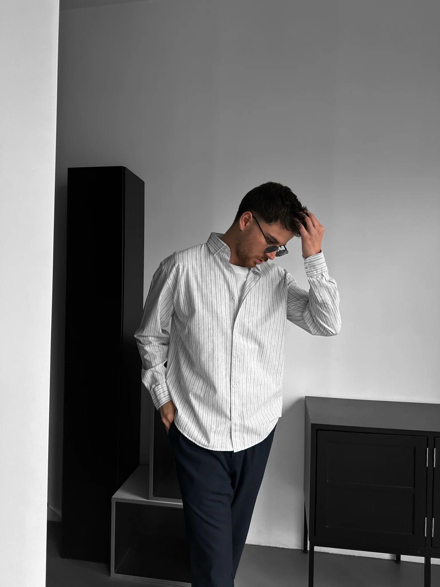 Regular Fit Striped Shirt - Navy Blue - Image 3