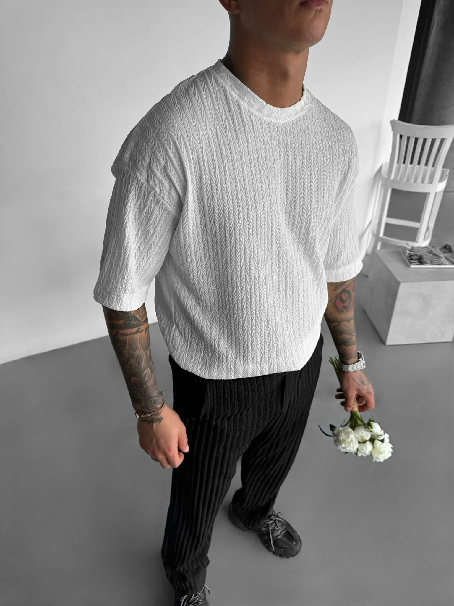 Regular Fit Structure T-shirt - Ecru - Image 2