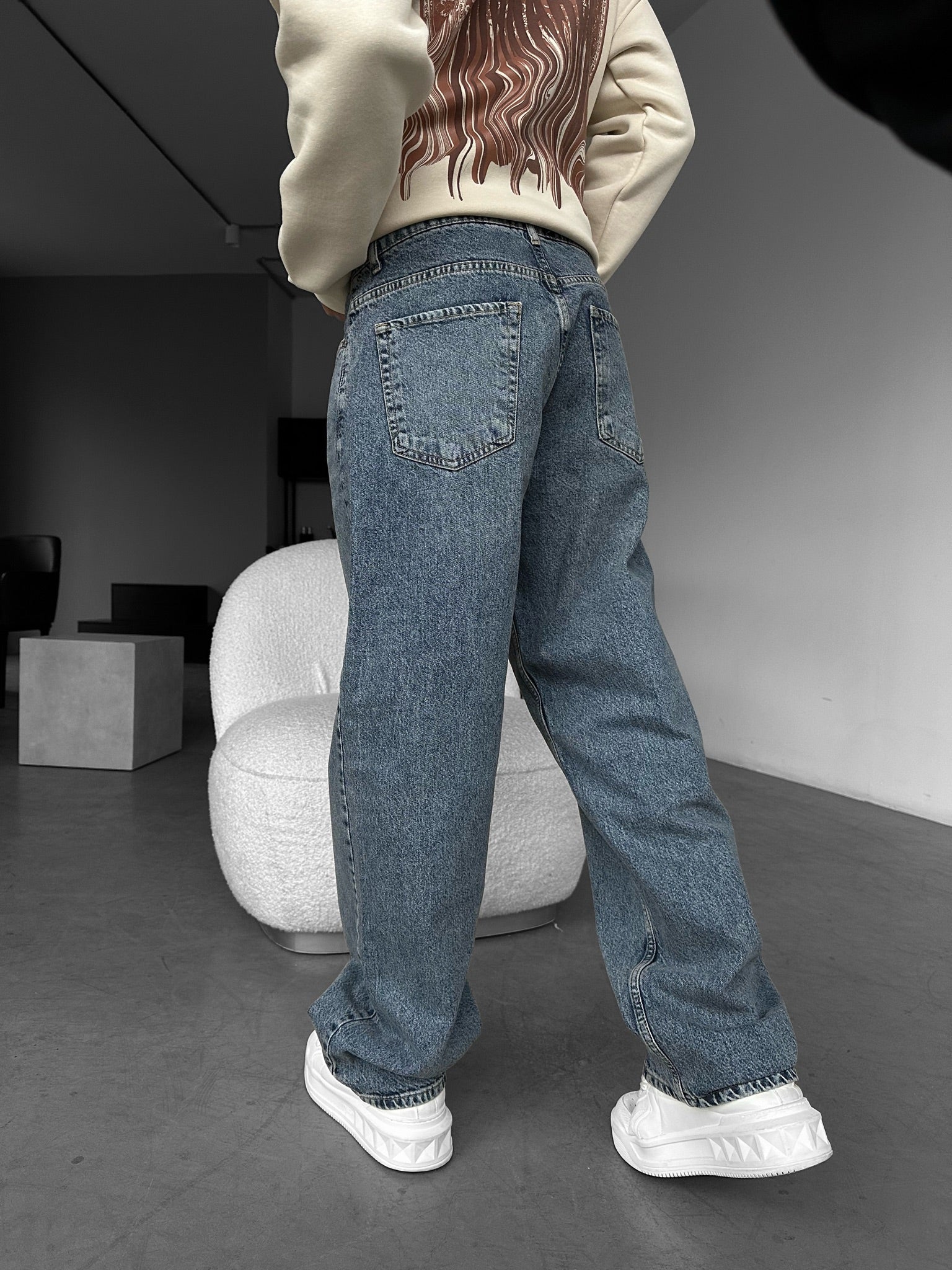 Relax Baggy Front Line Fit Jeans - Blue - Image 3