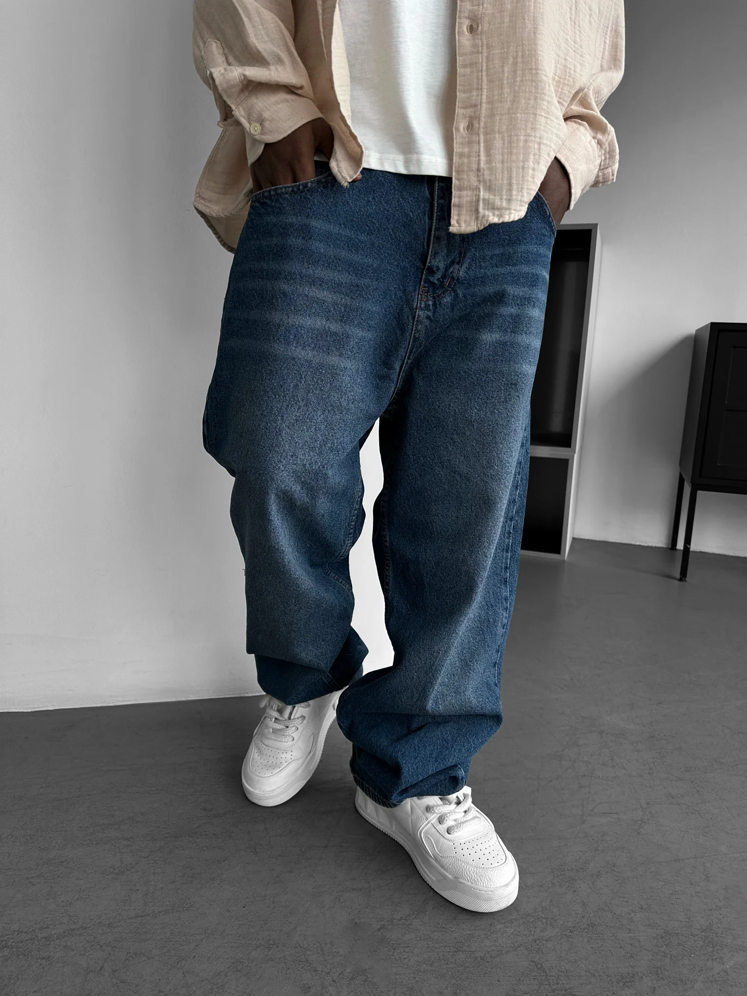 Relax Baggy Washed Jeans - Blue
