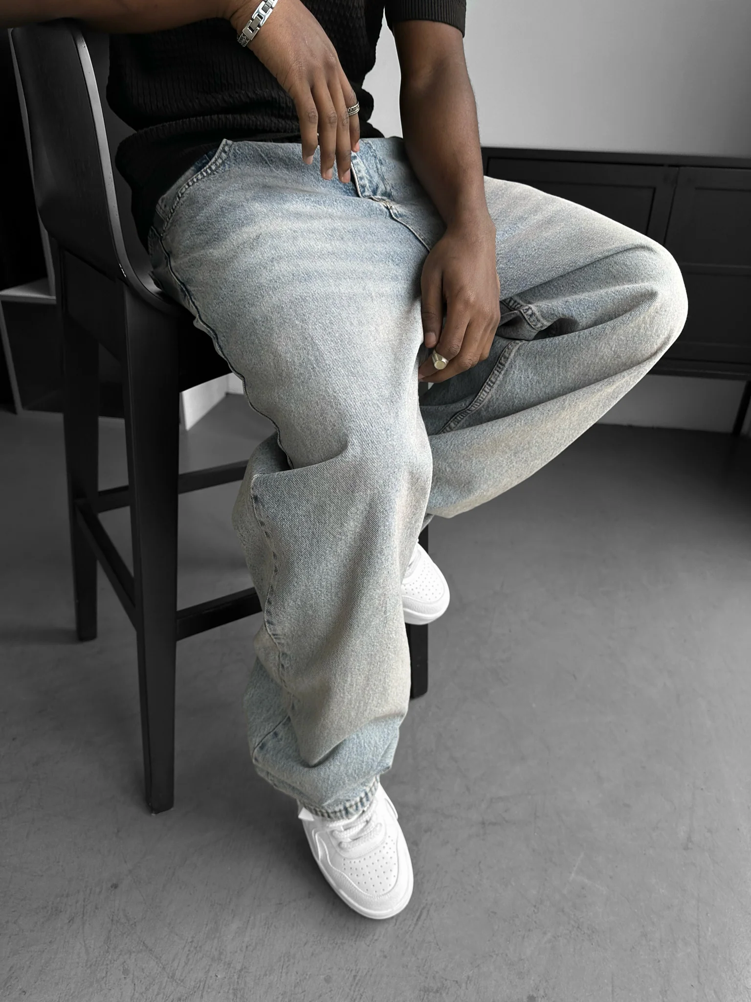 Relax Baggy Washed Jeans - Dark Blue - Image 3