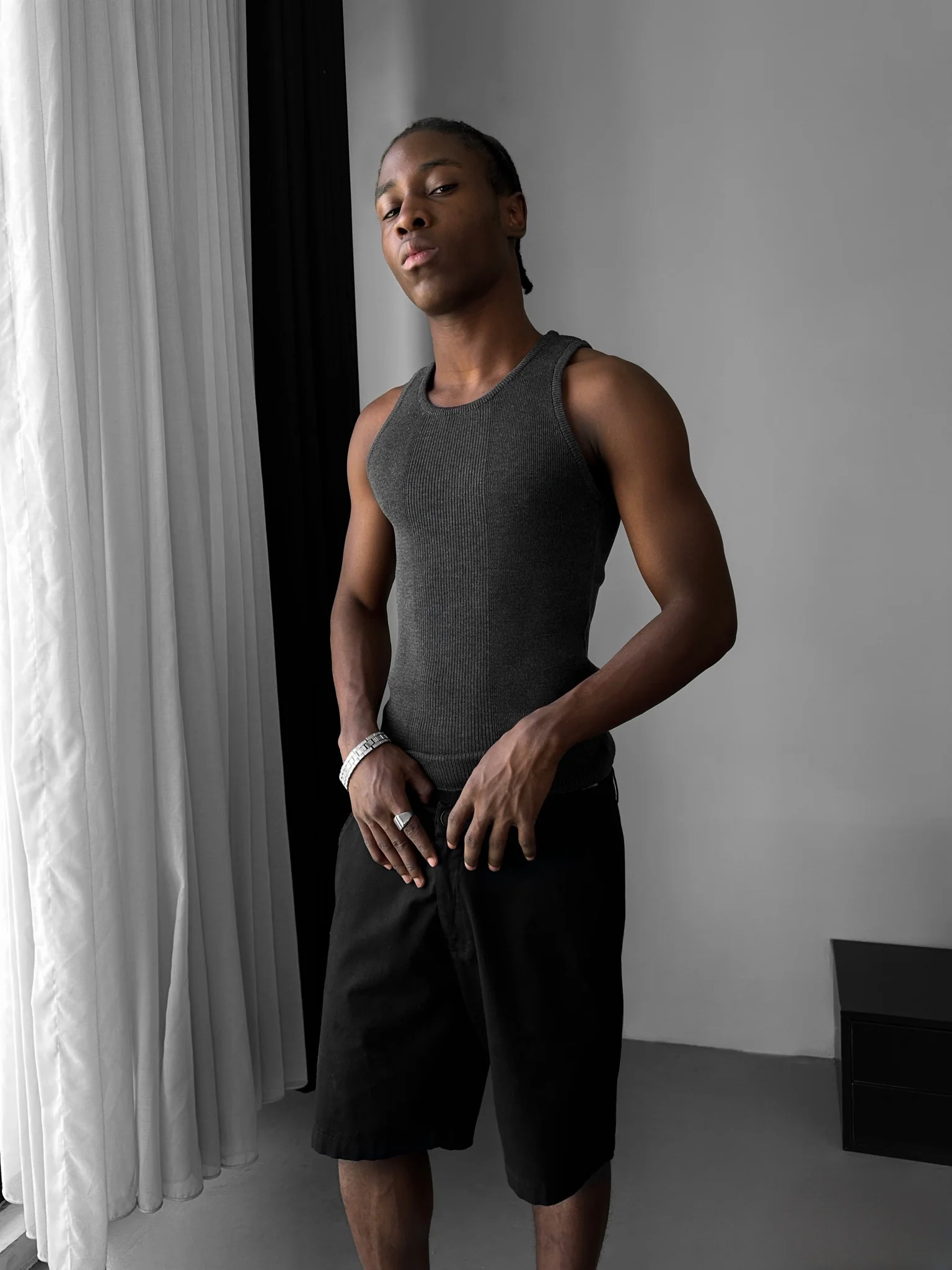 Slim Fit Knit Tanktop - Anthracite - Image 2