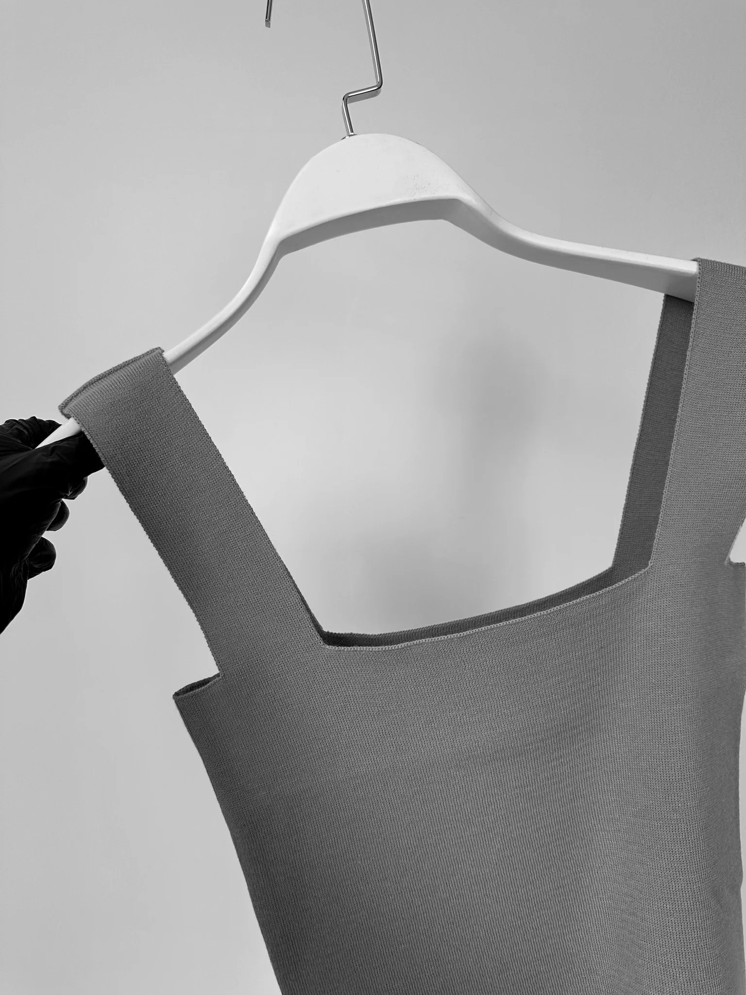 Square Neck Knit Top - Grey - Image 3
