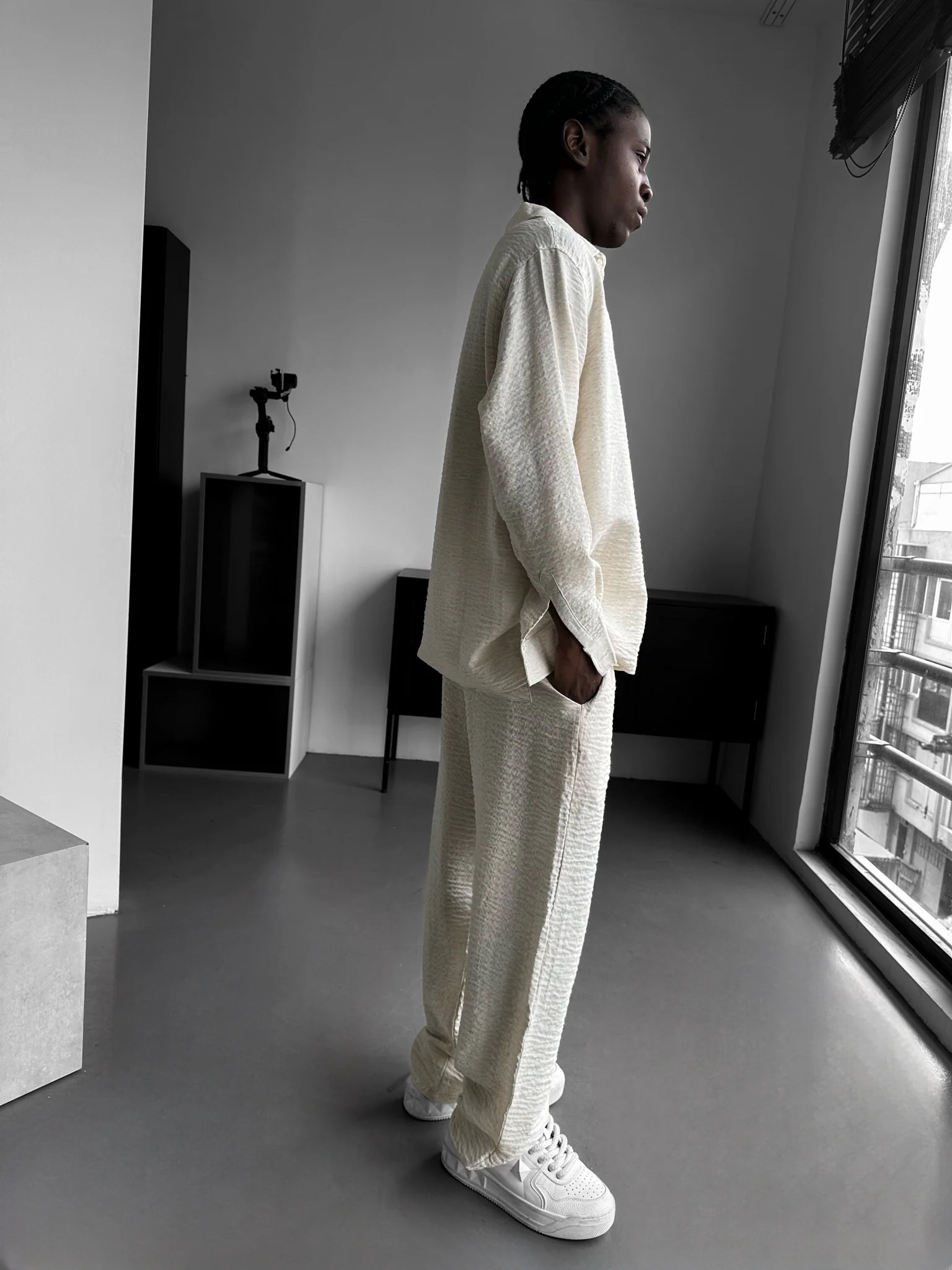 Straight Muslin Trousers - Cremé - Image 2