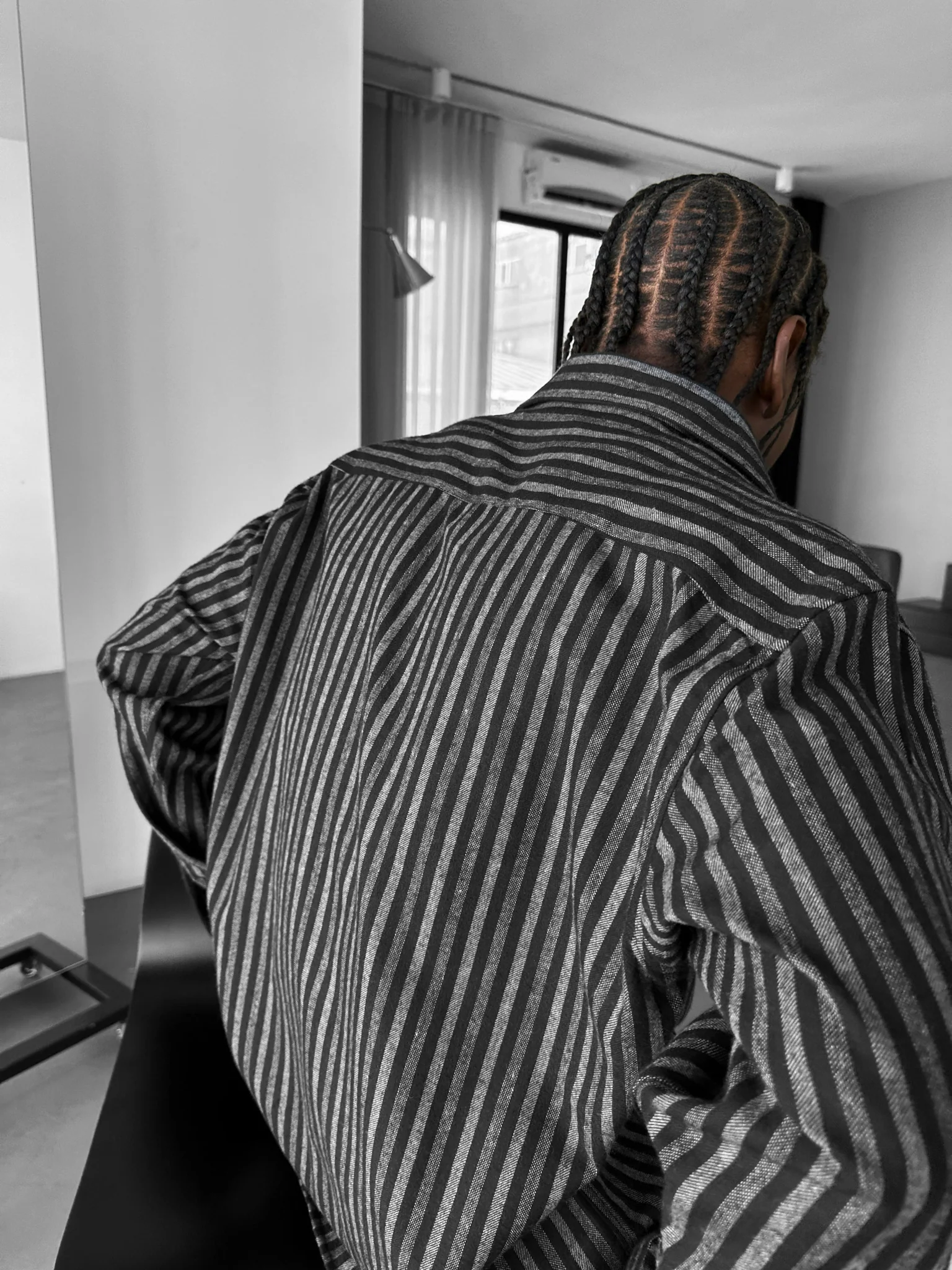 Thick Checked Winter Shirt - Grey - Image 3
