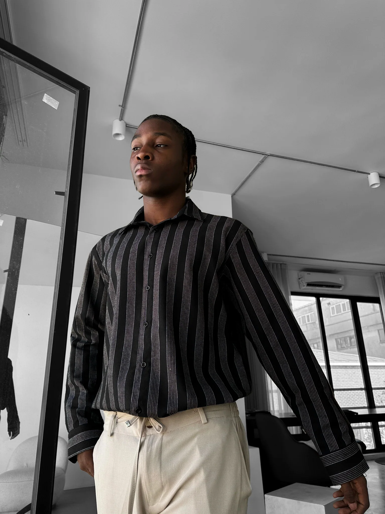 Thick Striped Winter Shirt - Brown - Image 2
