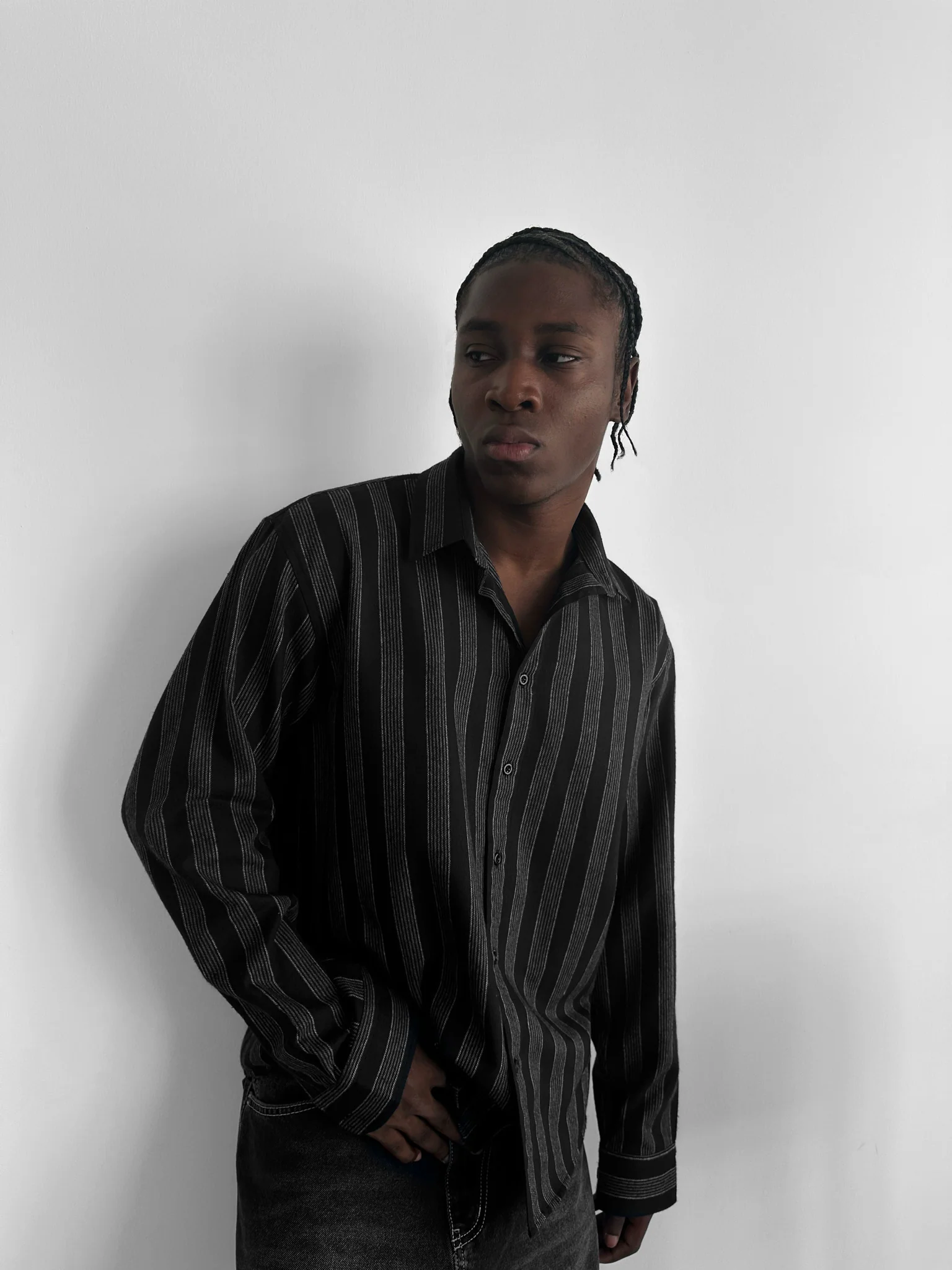 Thick Striped Winter Shirt - Grey - Image 3